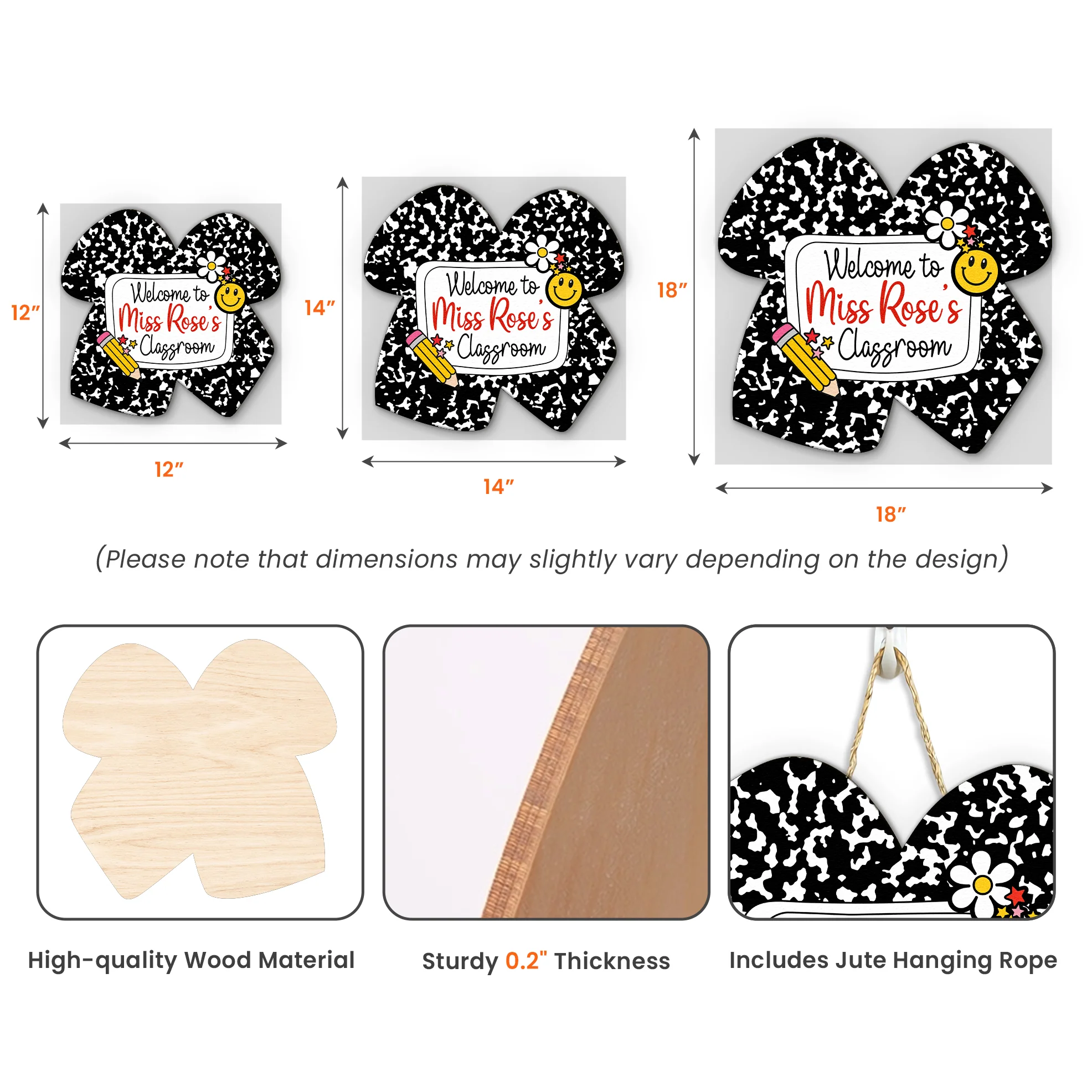 Ribbon Shape Composition Book Style Back To School Classroom Decor - Personalized Wood Sign - Image 4
