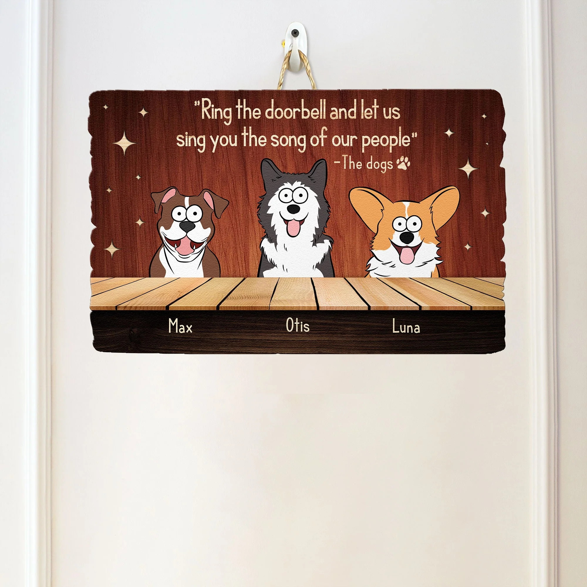 Ring The Doorbell And Let Us Sing You - Personalized Custom Shaped Wood Sign - Image 2