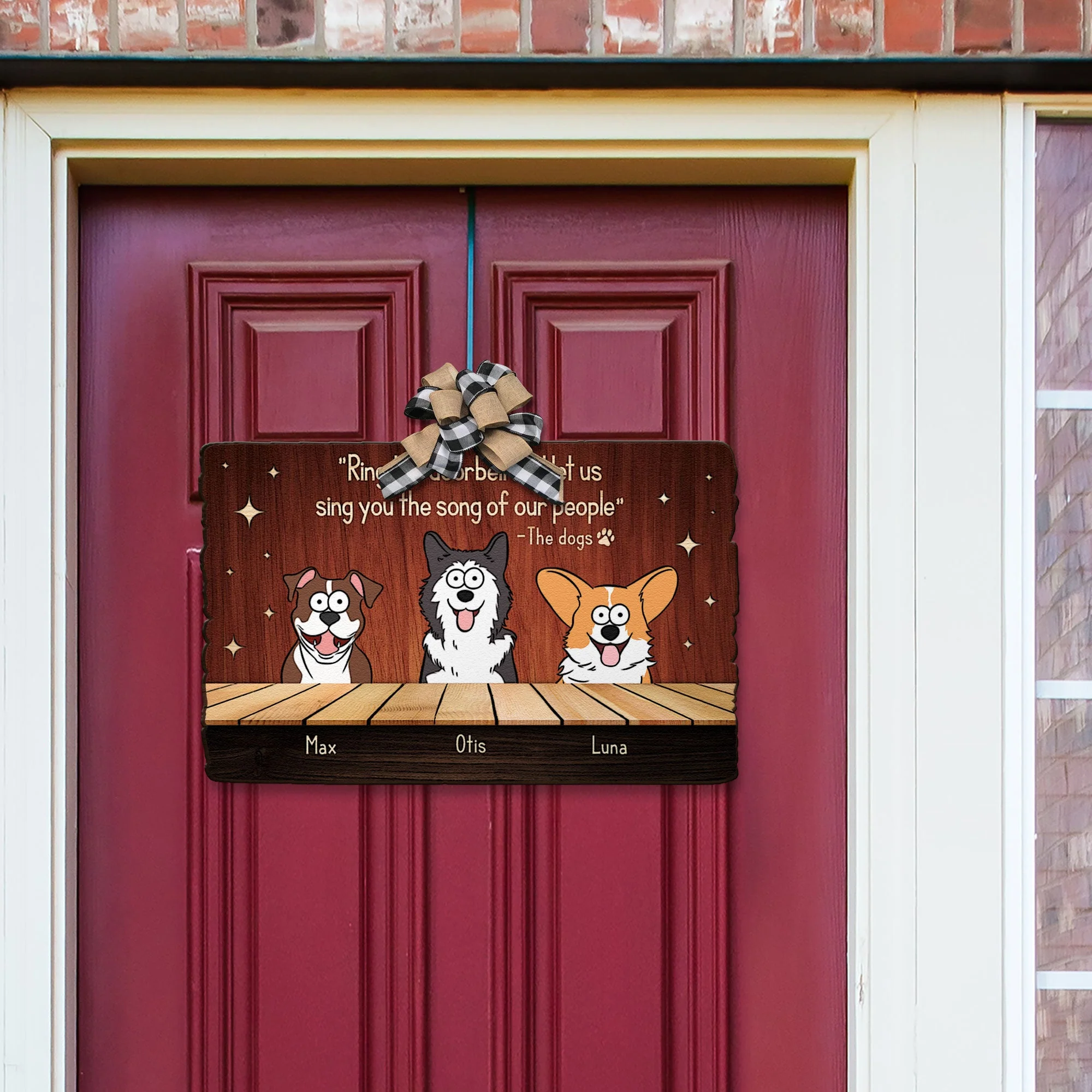 Ring The Doorbell And Let Us Sing You - Personalized Custom Shaped Wood Sign - Image 3