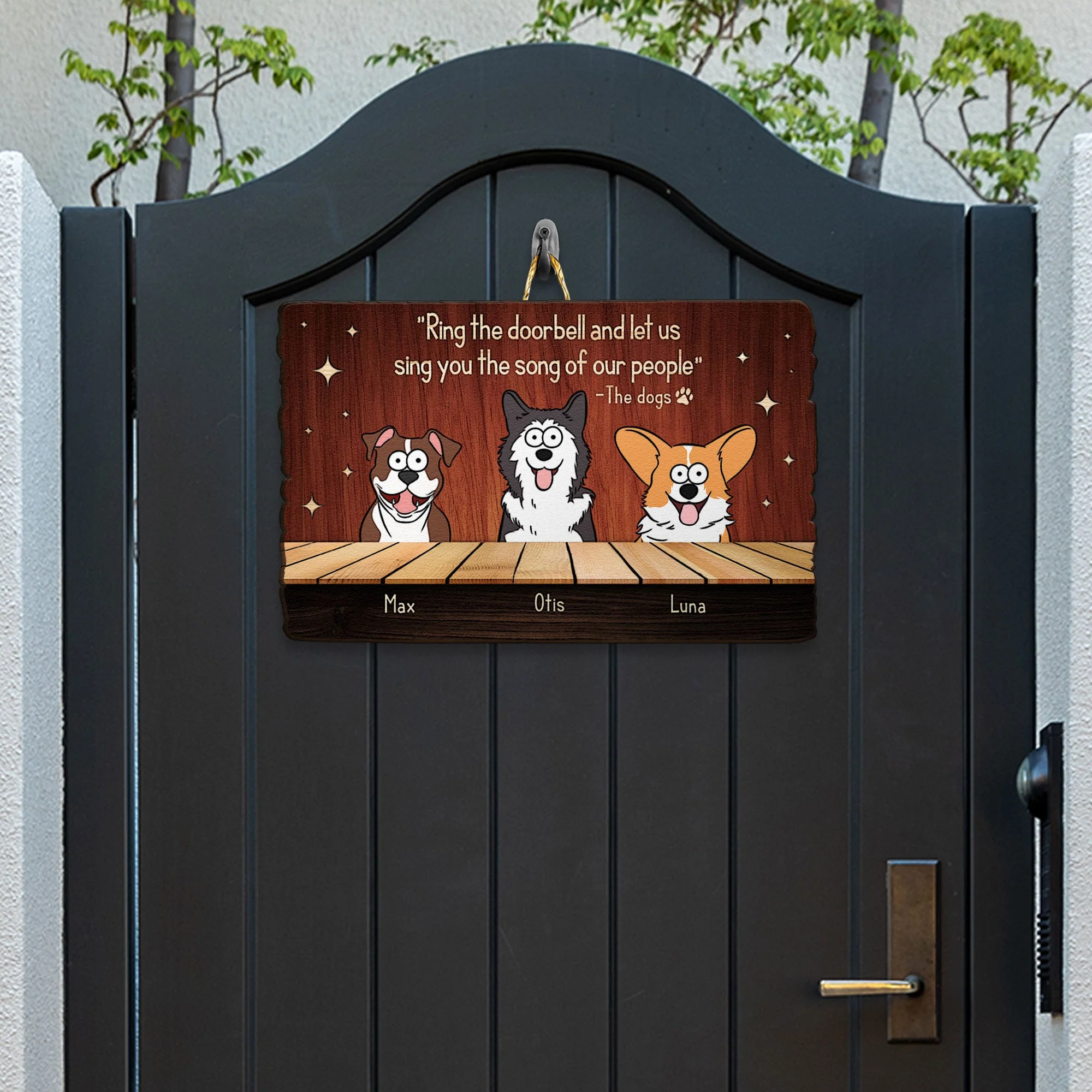 Ring The Doorbell And Let Us Sing You - Personalized Custom Shaped Wood Sign - Image 4