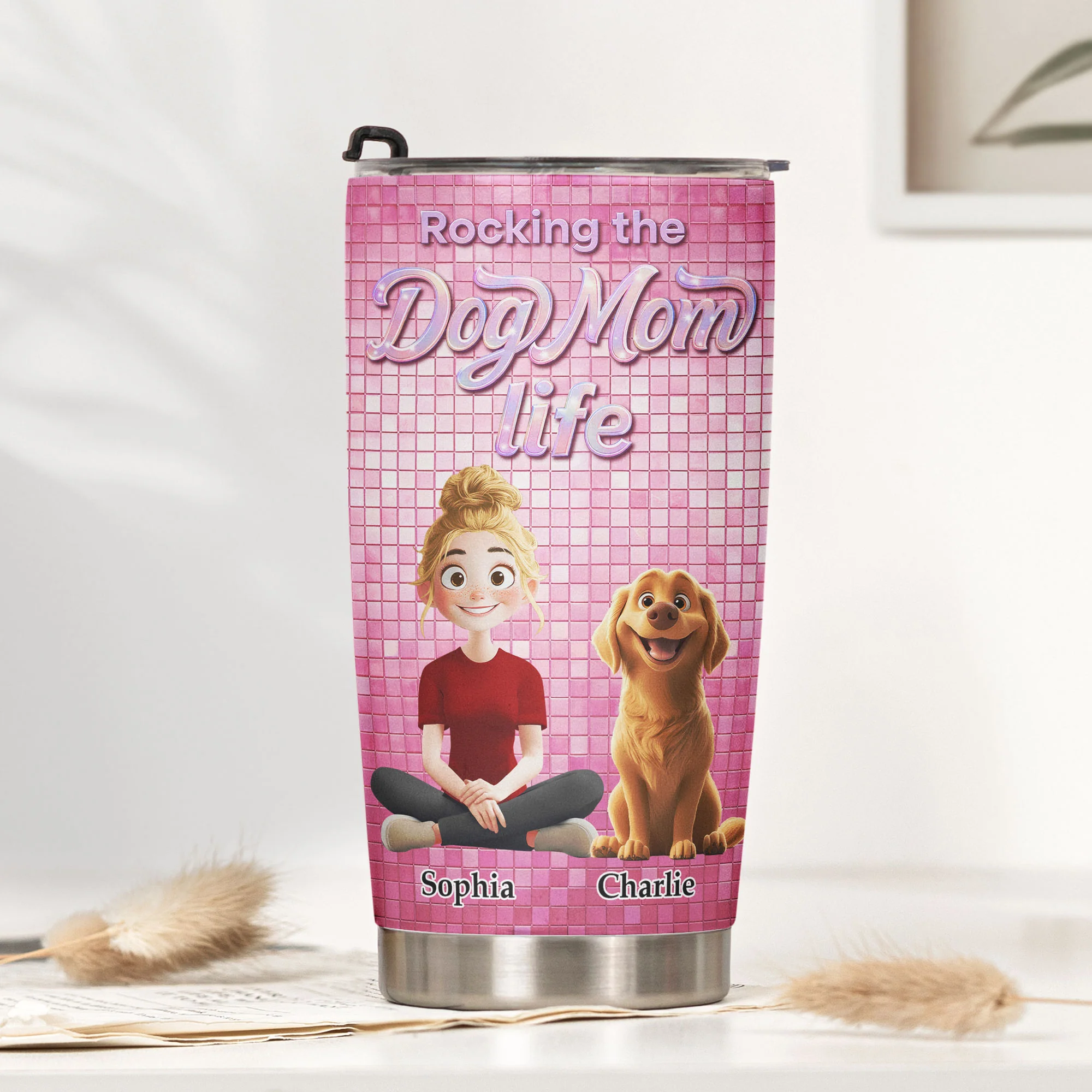 Rocking The Dog Mom Life - Personalized Tumbler - Image 3