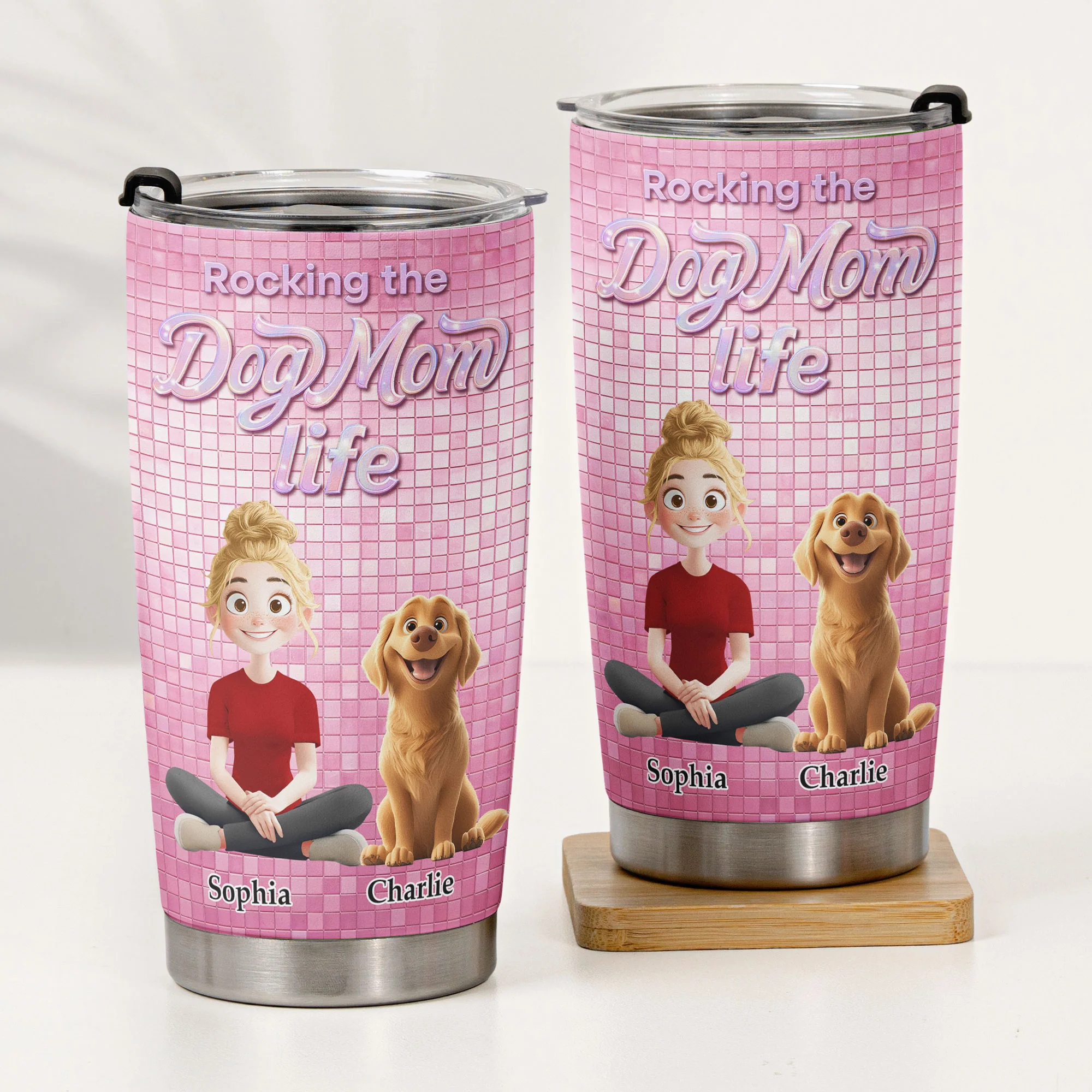 Rocking The Dog Mom Life - Personalized Tumbler - Image 4