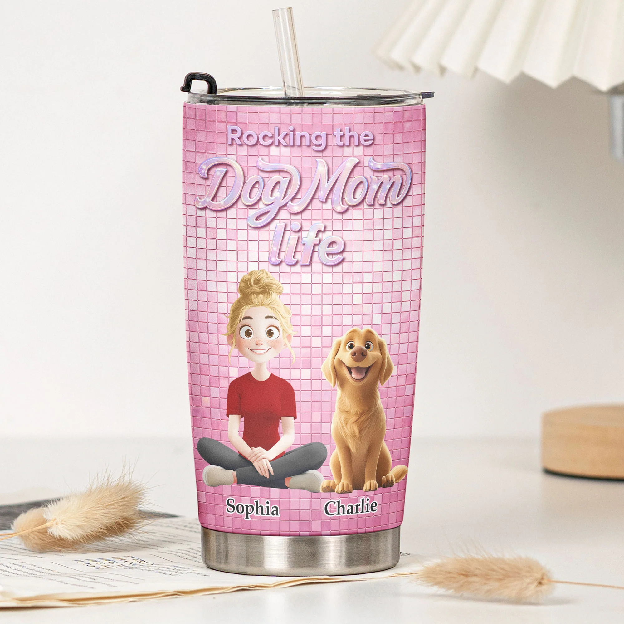Rocking The Dog Mom Life - Personalized Tumbler - Image 6