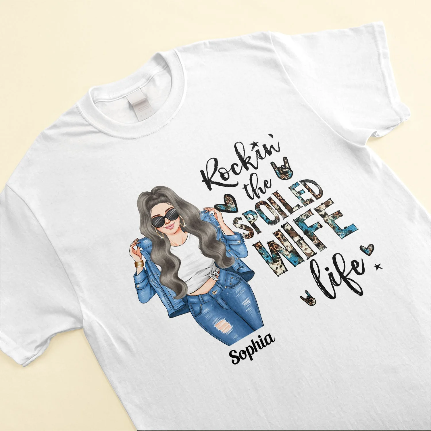 Rocking The Spoiled Wife Life - Personalized Shirt - Anniversary, Birthday Gift For Wife, Lover, Honey - Leopard Design - Image 3