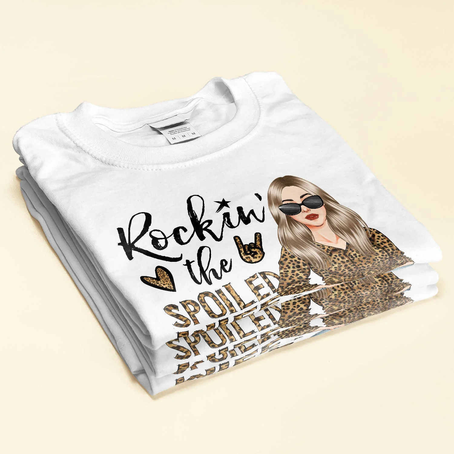Rocking The Spoiled Wife Life - Personalized Shirt - Anniversary, Valentine's Day, Birthday Gift For Wife, Mom, Mother Lover - Leopard Woman - Image 2
