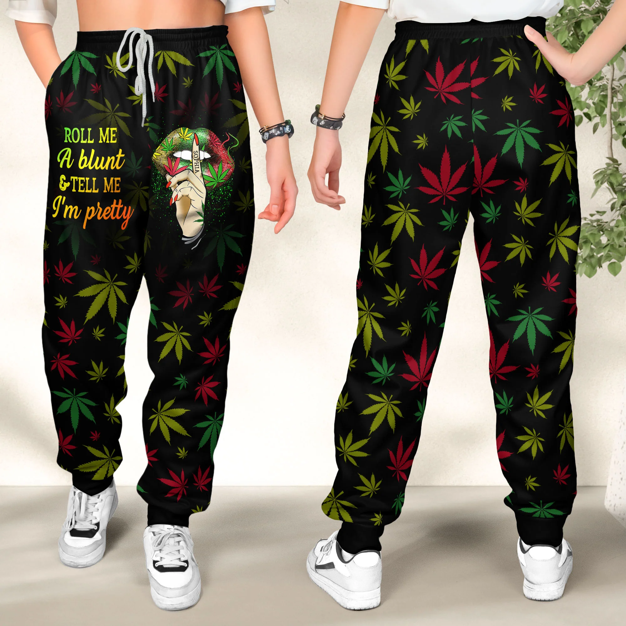 Roll Me A Blunt & Tell Me I'm Pretty - Personalized Sweatpants - Image 2