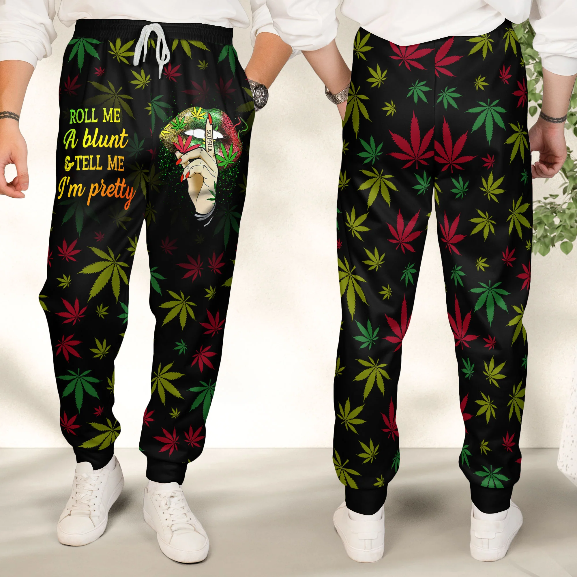Roll Me A Blunt & Tell Me I'm Pretty - Personalized Sweatpants - Image 3
