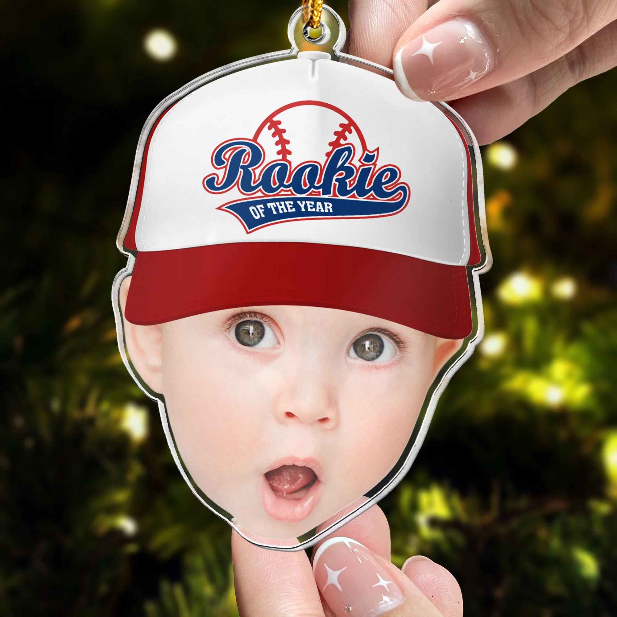Rookie Of The Year - Baby's First Christmas Gifts - Personalized Acrylic Photo Ornament - Image 4