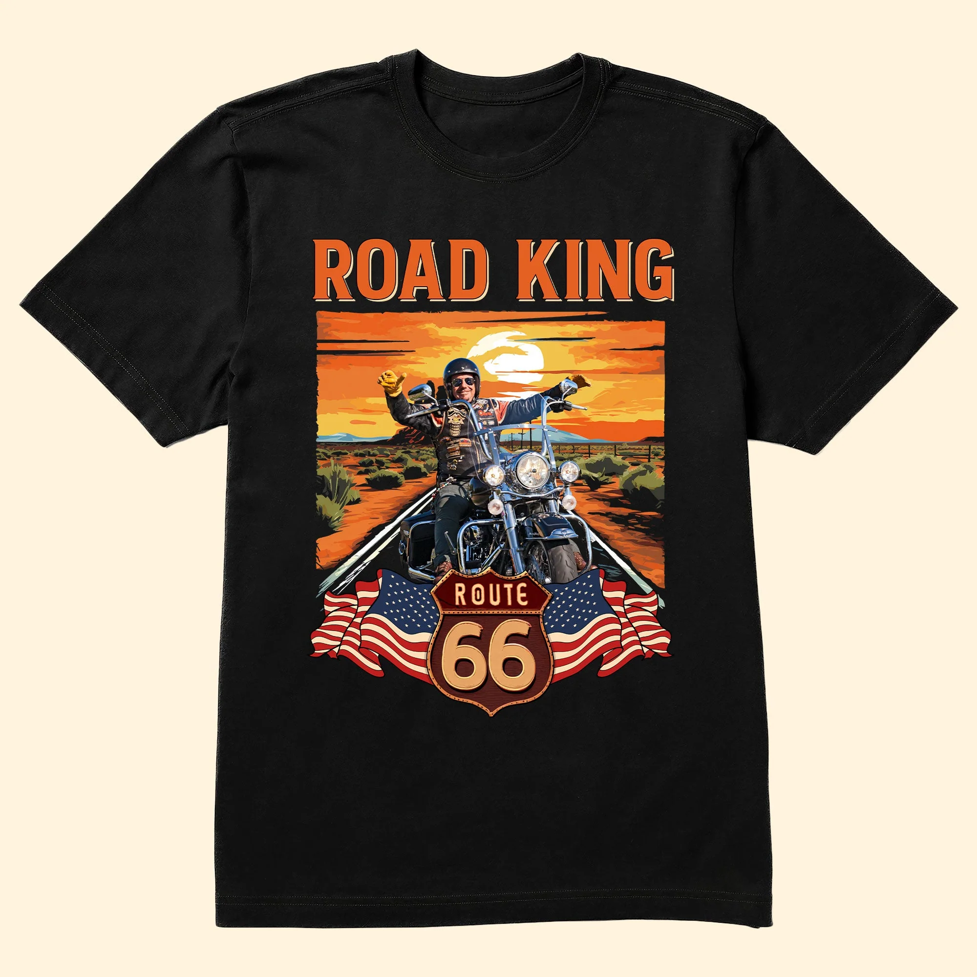 Route 66 Biker - Personalized Photo Shirt - Image 4