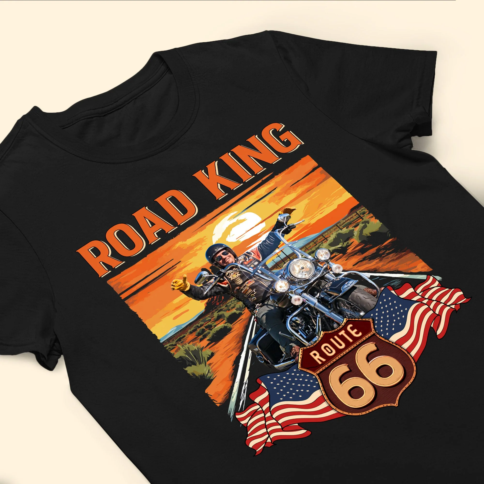 Route 66 Biker - Personalized Photo Shirt - Image 6