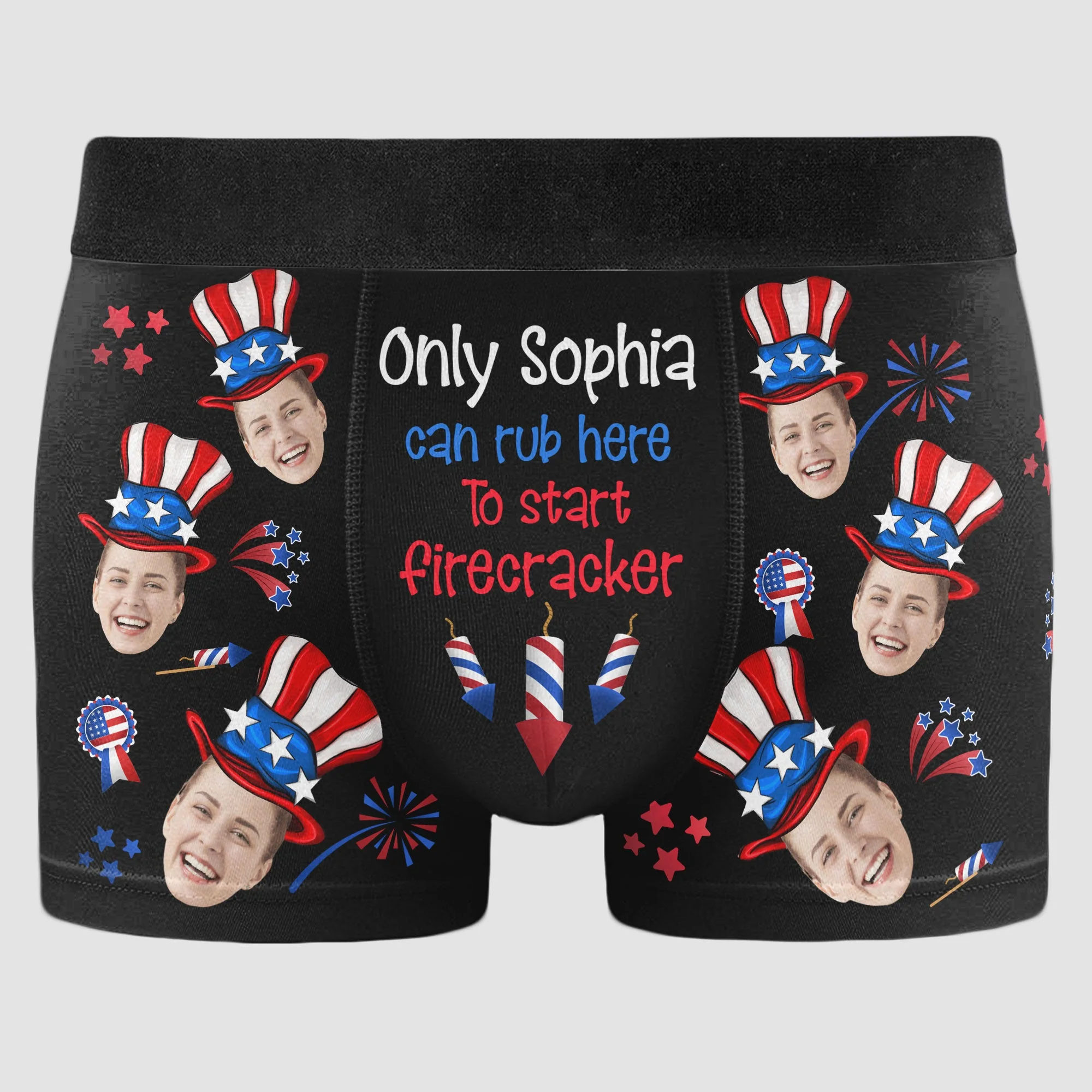 Rub Here To Start Firecracker - Personalized Photo Men's Boxer Briefs - Image 5