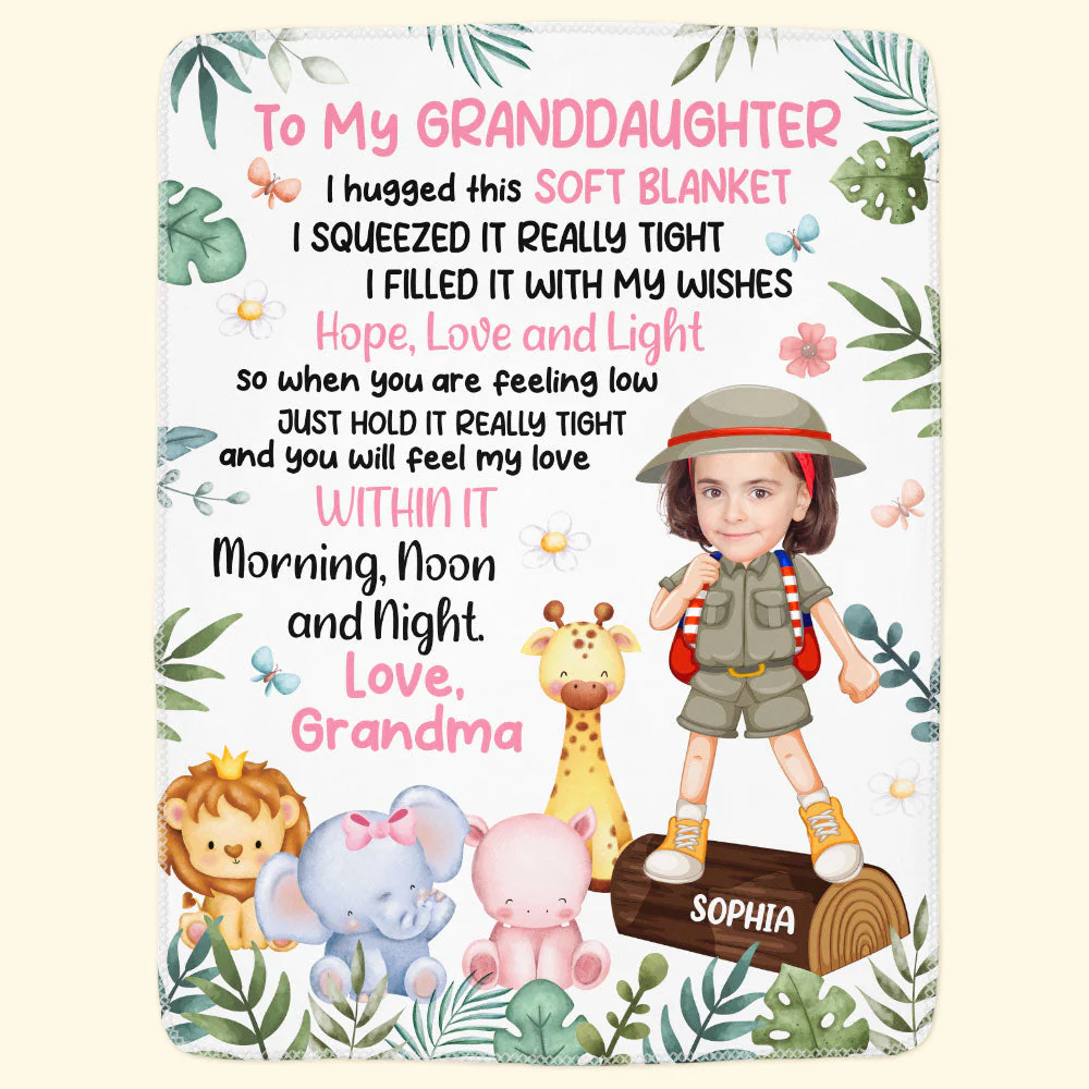 Safari Animals Kids - Personalized Photo Blanket - Image 5
