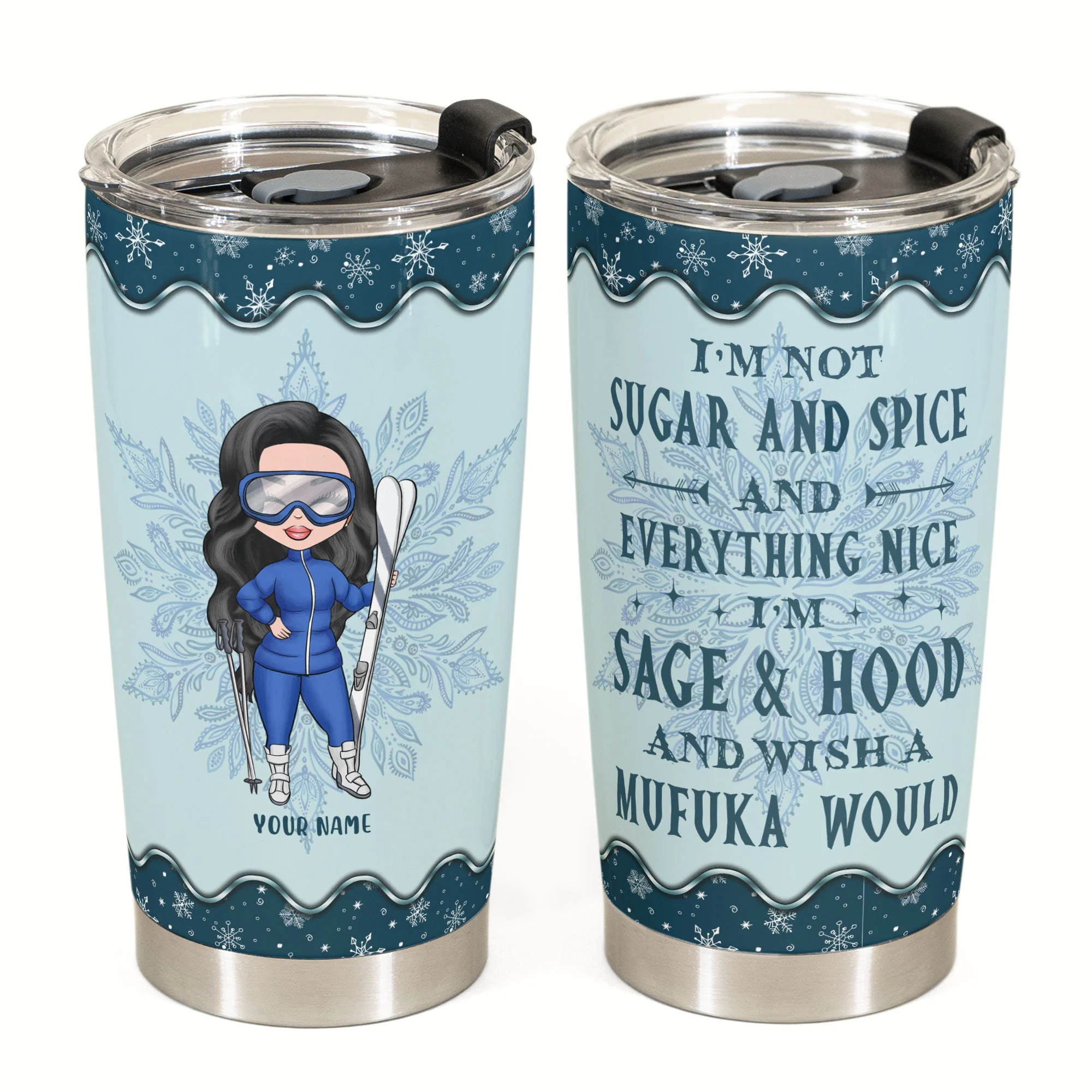 Sage And Hood - Personalized Tumbler Cup - Gift For Skiing Lovers - Image 3