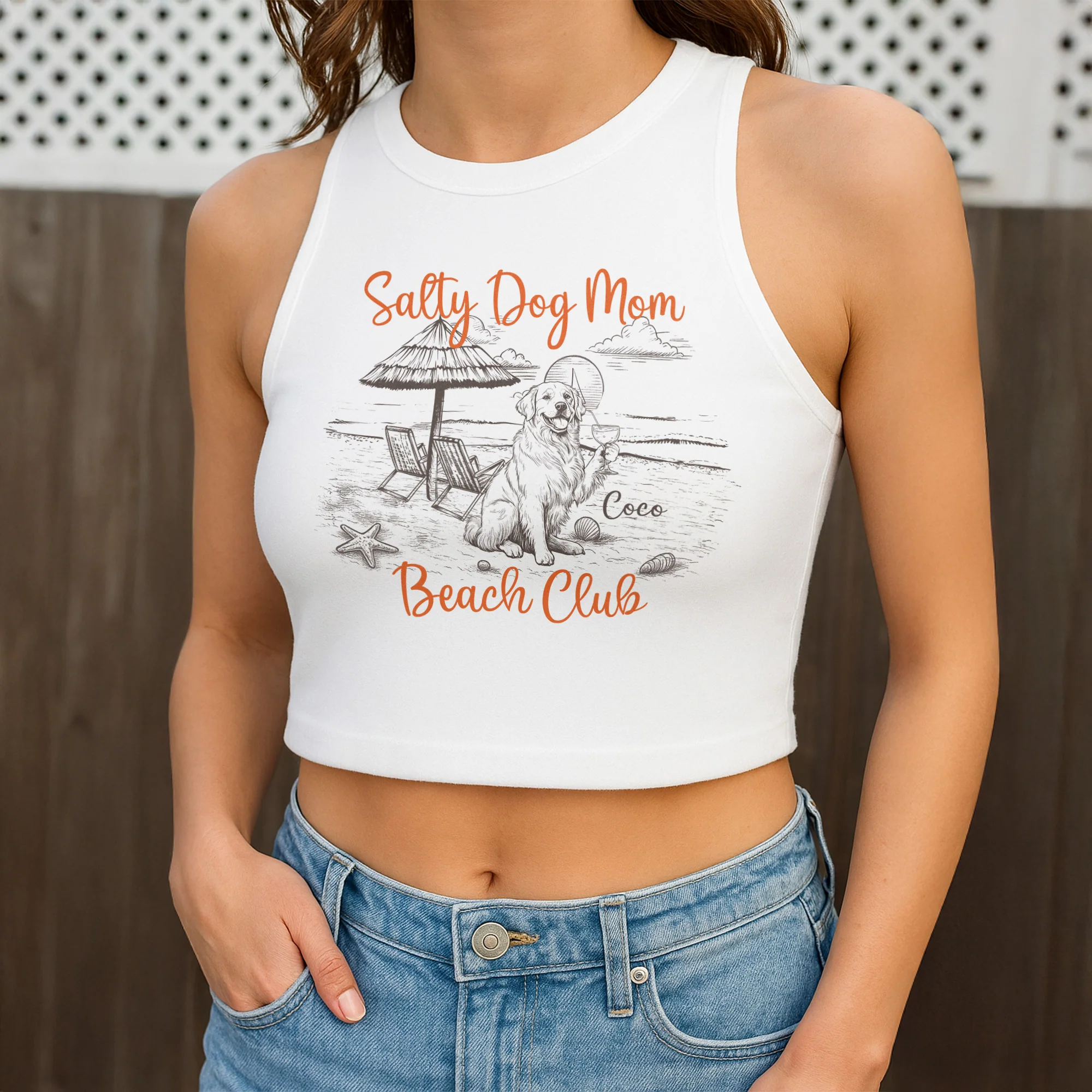 Salty Dog Mom Beach Club - Custom Crop Tank Top - Image 3