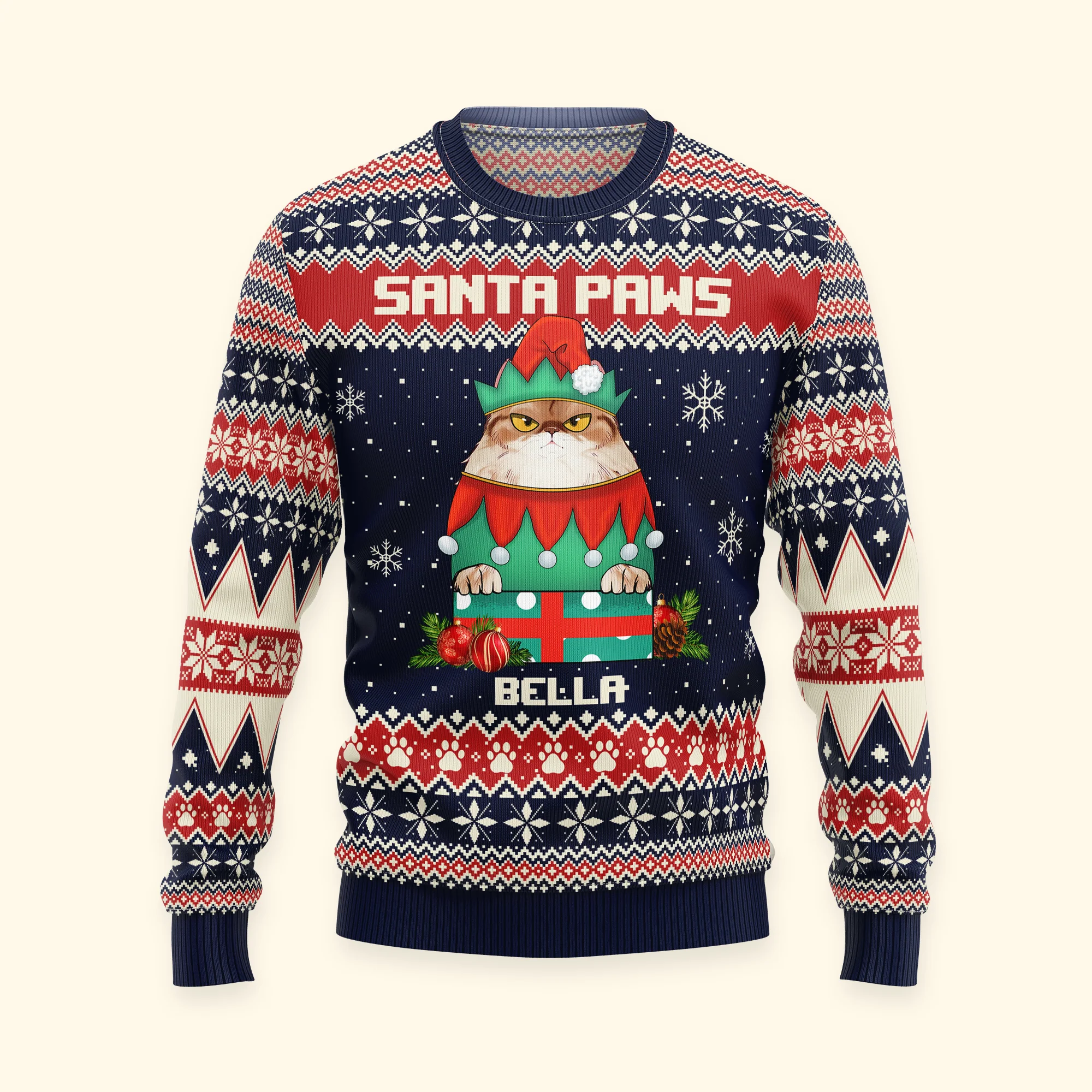 Santa Paws Christmas Sweater - Personalized Ugly Sweater - Image 4