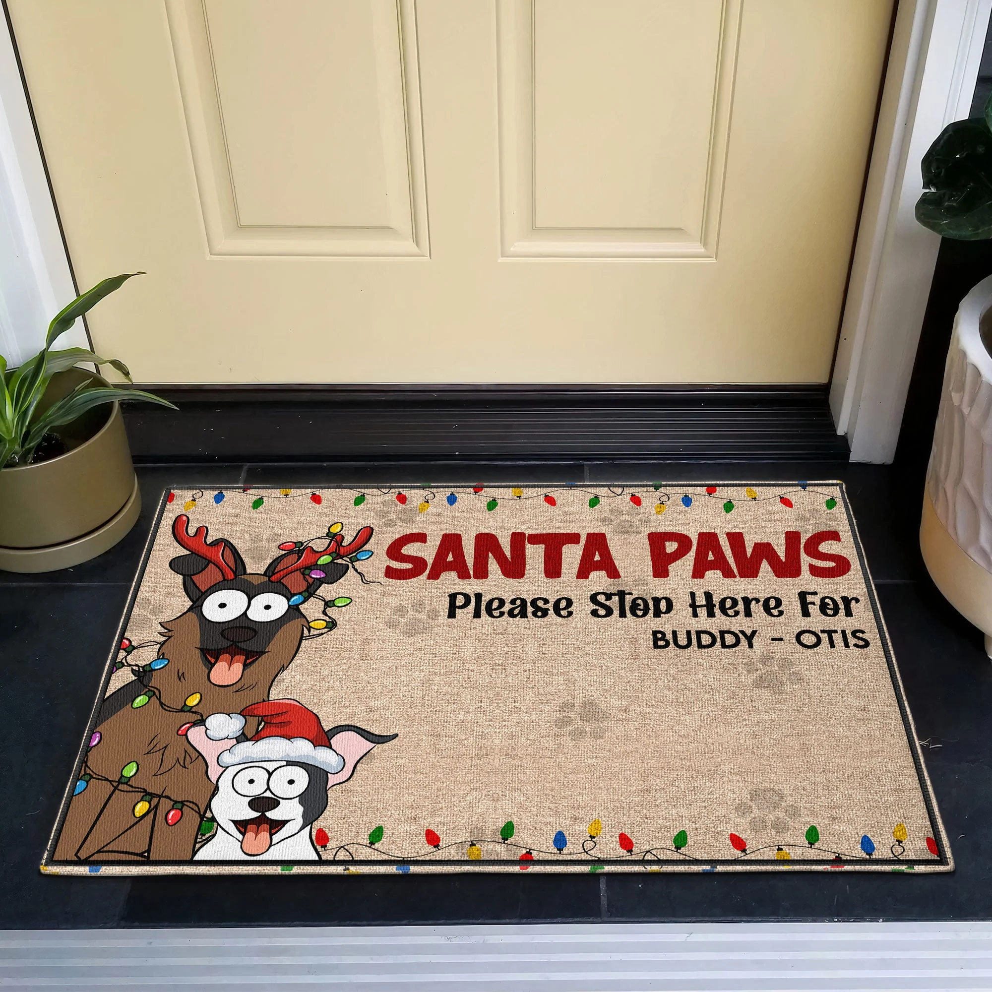 Santa Paws Please Stop Here For - Personalized Doormat - Image 9