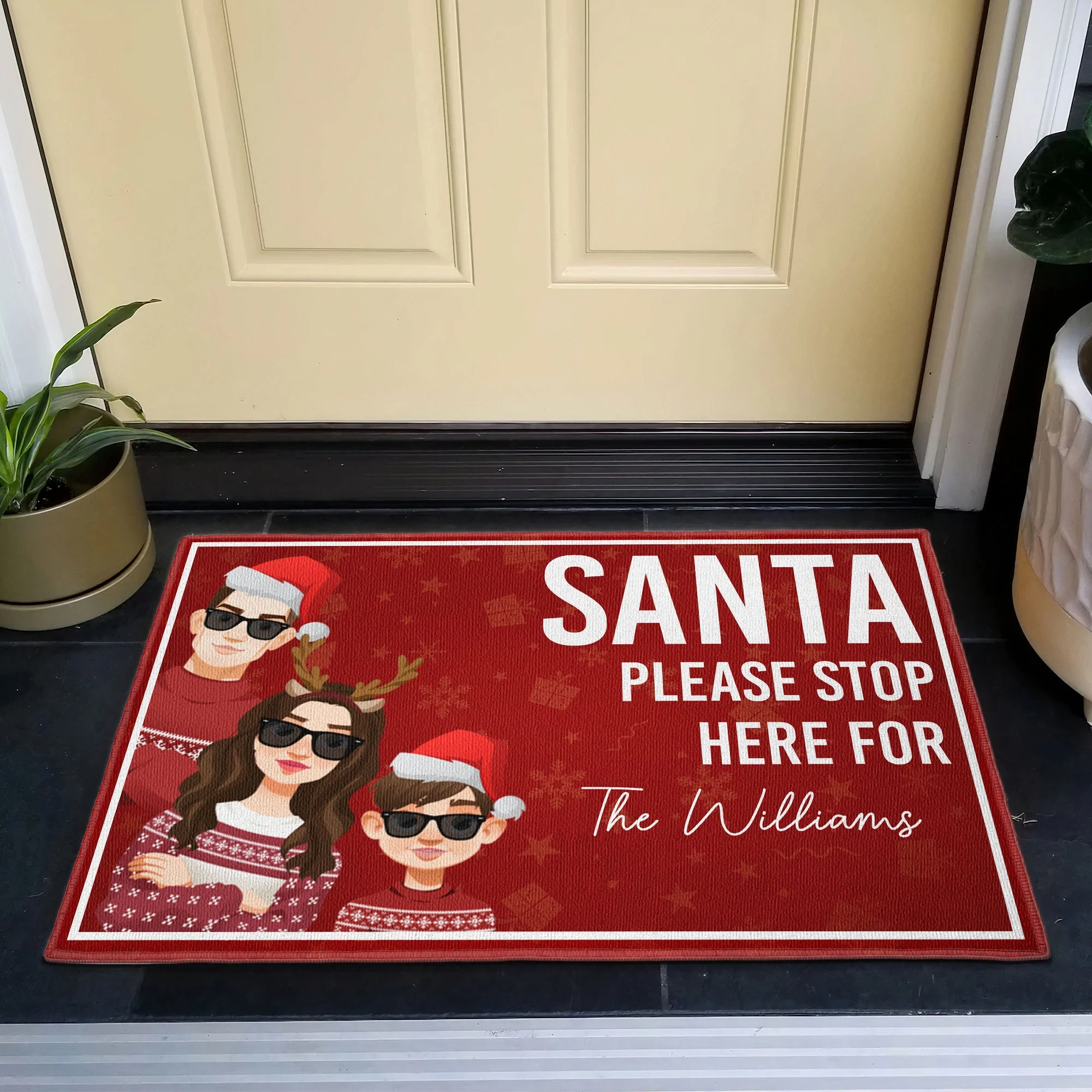 Santa Please Stop Here - Personalized Doormat - Image 3
