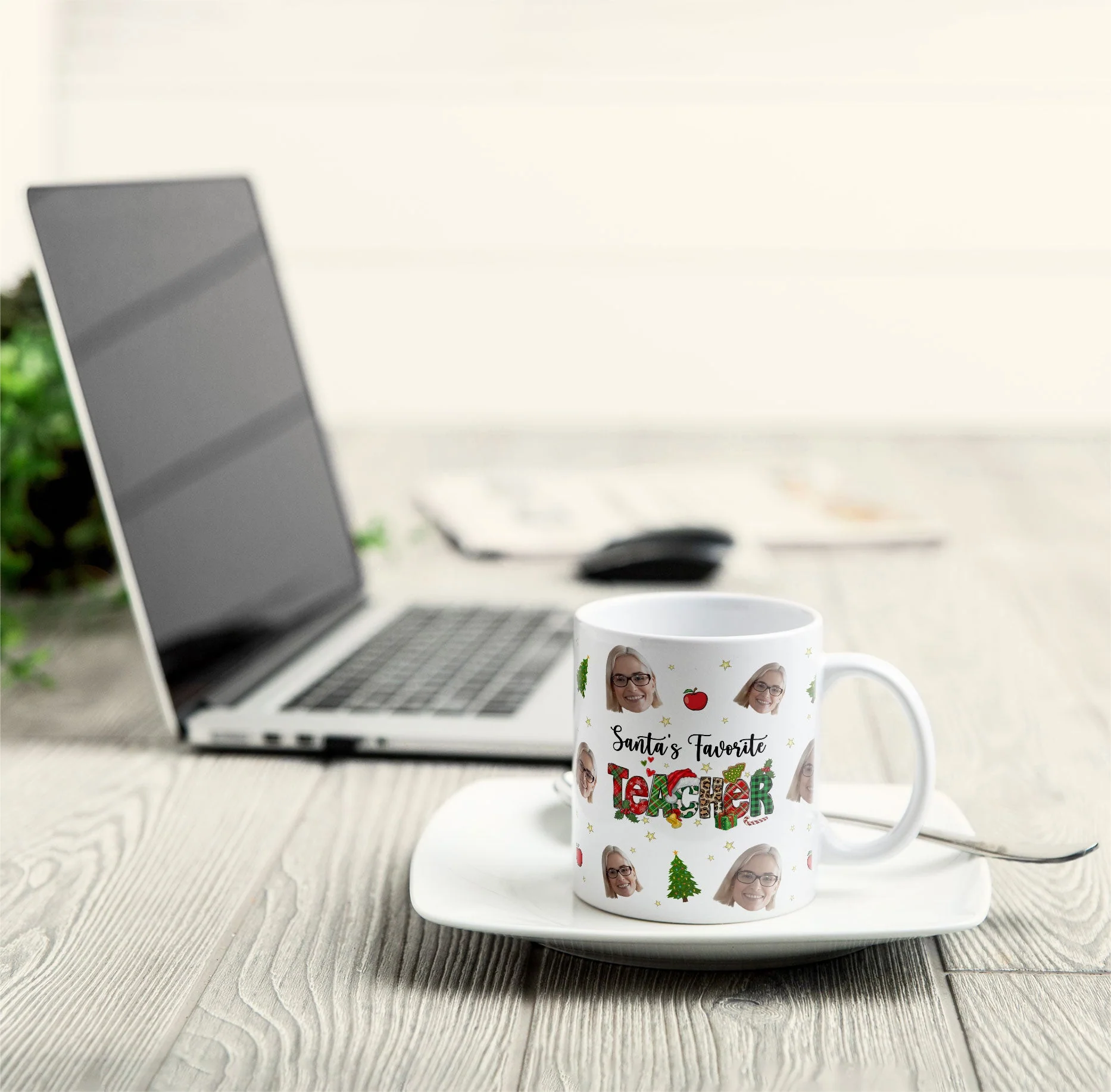 Santa's Favorite Teacher - Personalized Photo Mug - Image 6