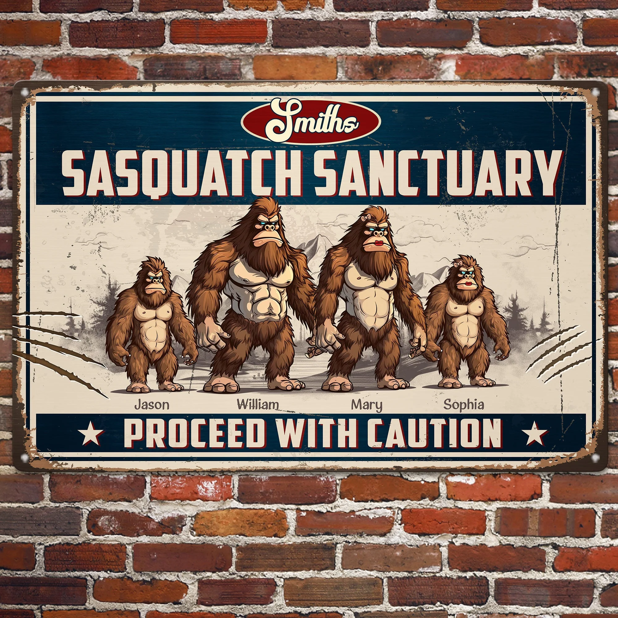 Sasquatch Sanctuary, Proceed With Caution - Personalized Metal Sign - Image 2
