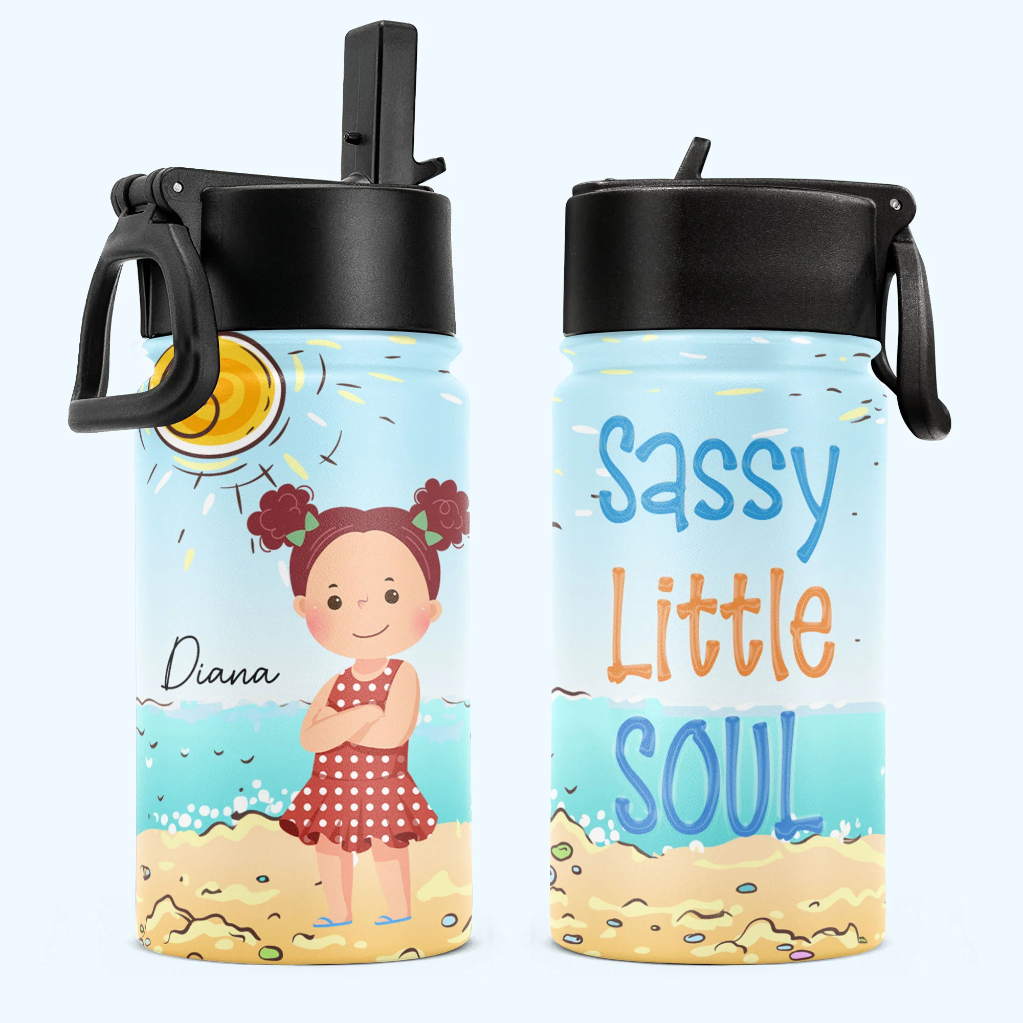 Sassy Little Soul - Personalized Kids Water Bottle With Straw Lid - Image 2