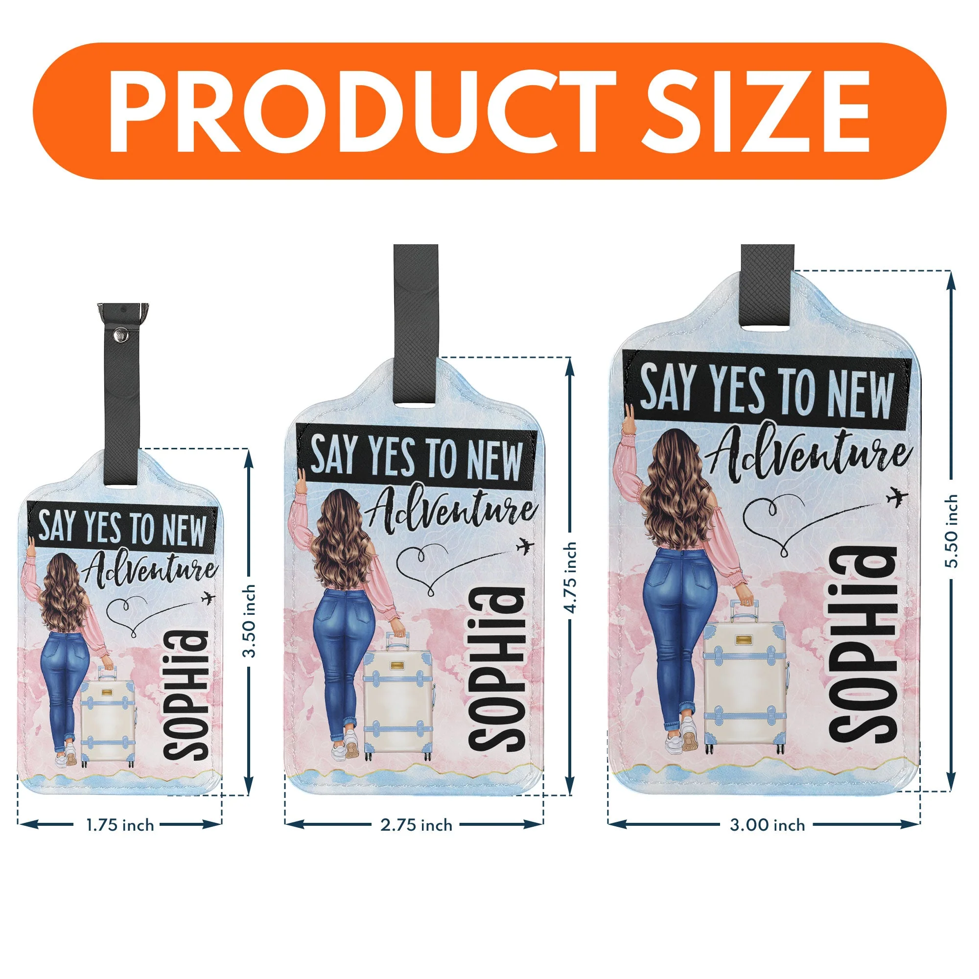 Say Yes To New Adventure - Personalized Luggage Tag - Image 3