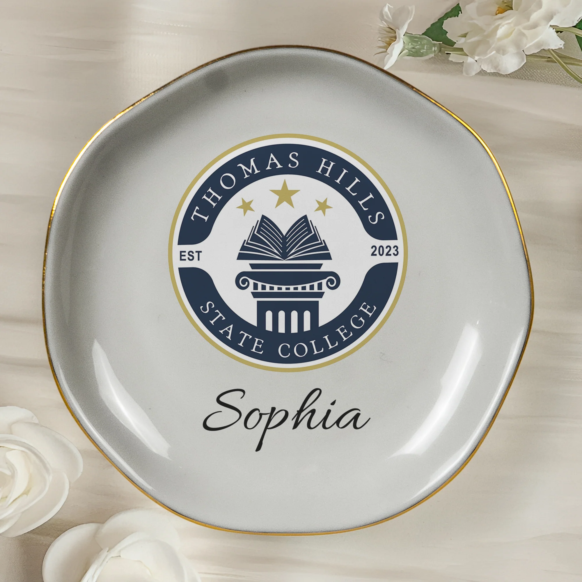 School Logo, High School Logo, Club Logo Graduation Photo - Personalized Jewelry Dish - Image 4