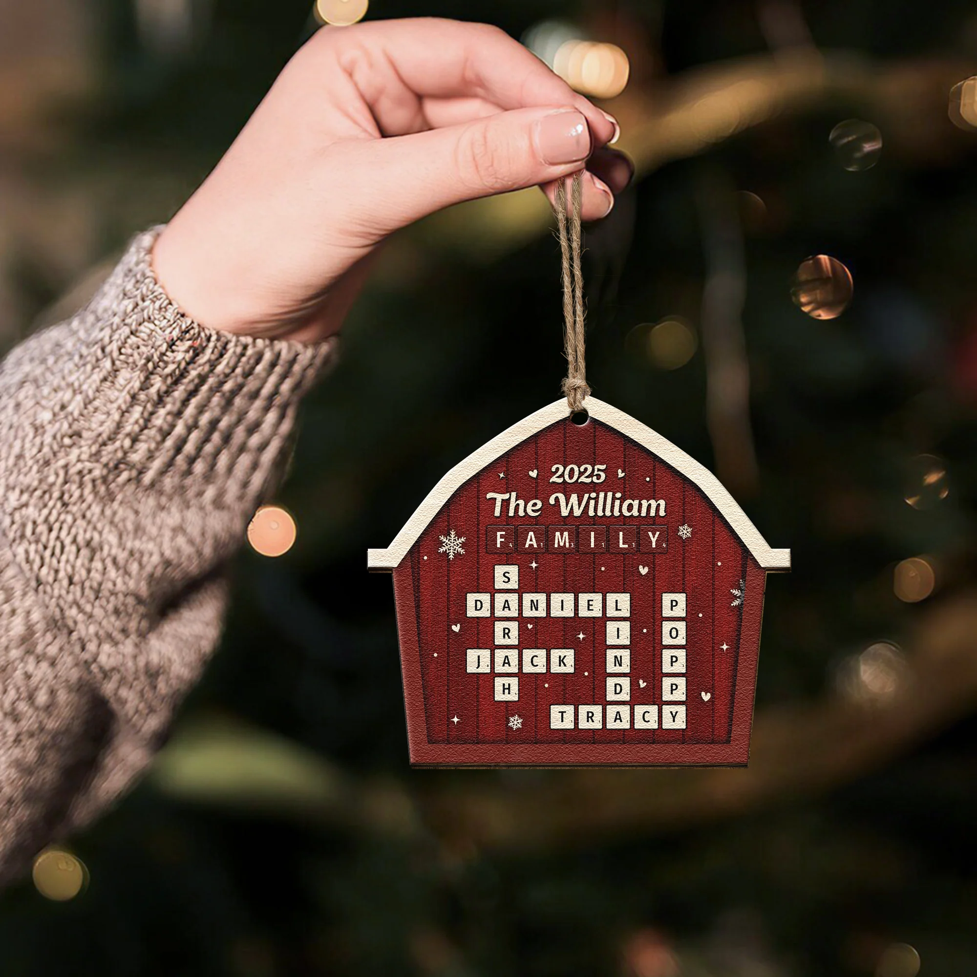 Scrabble Family Love - Personalized Wooden Ornament - Image 4