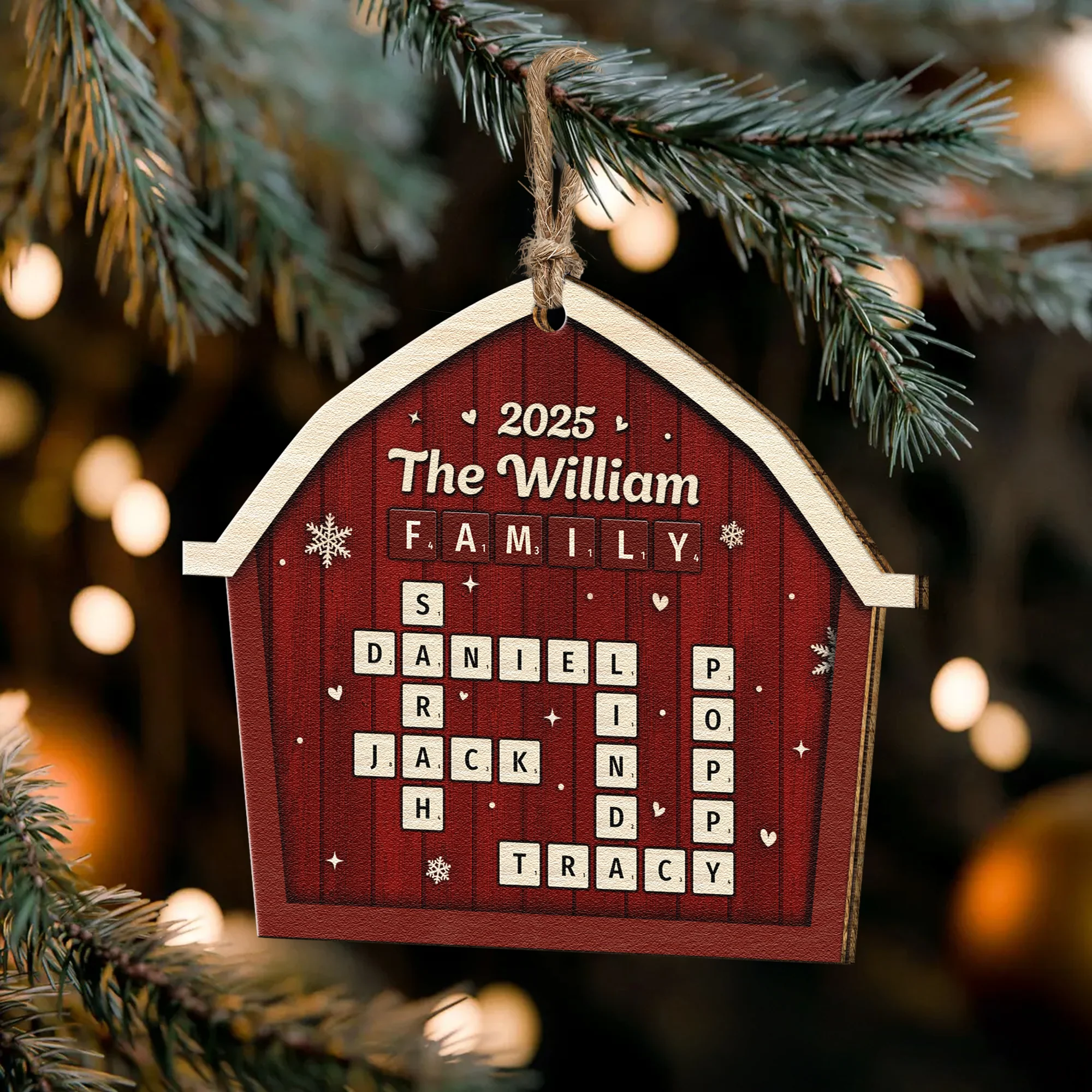 Scrabble Family Love - Personalized Wooden Ornament - Image 5