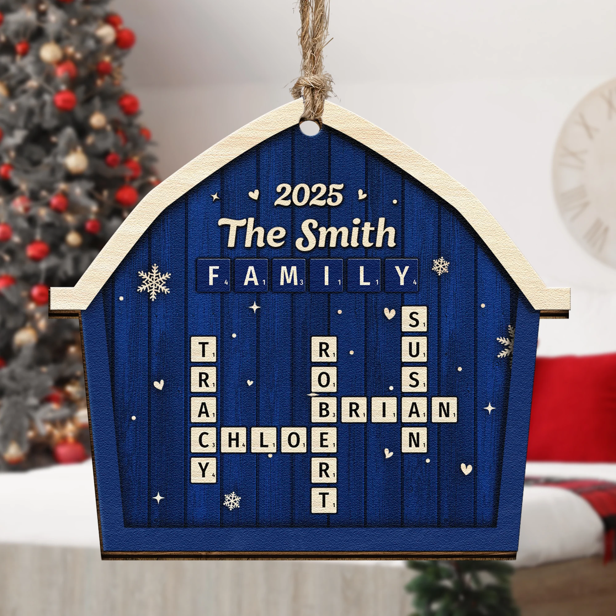 Scrabble Family Love - Personalized Wooden Ornament - Image 6