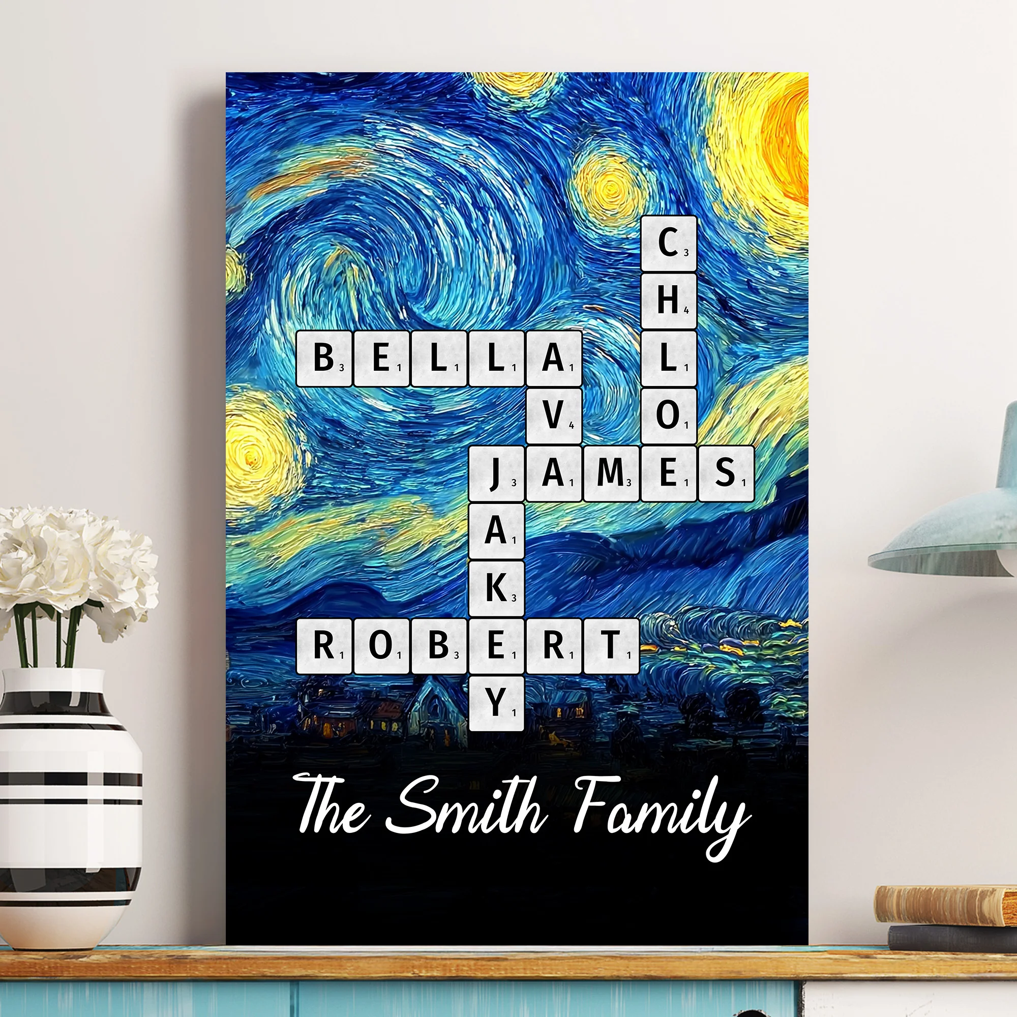 Scrabble Name Van Gogh Style - Personalized Poster - Image 2