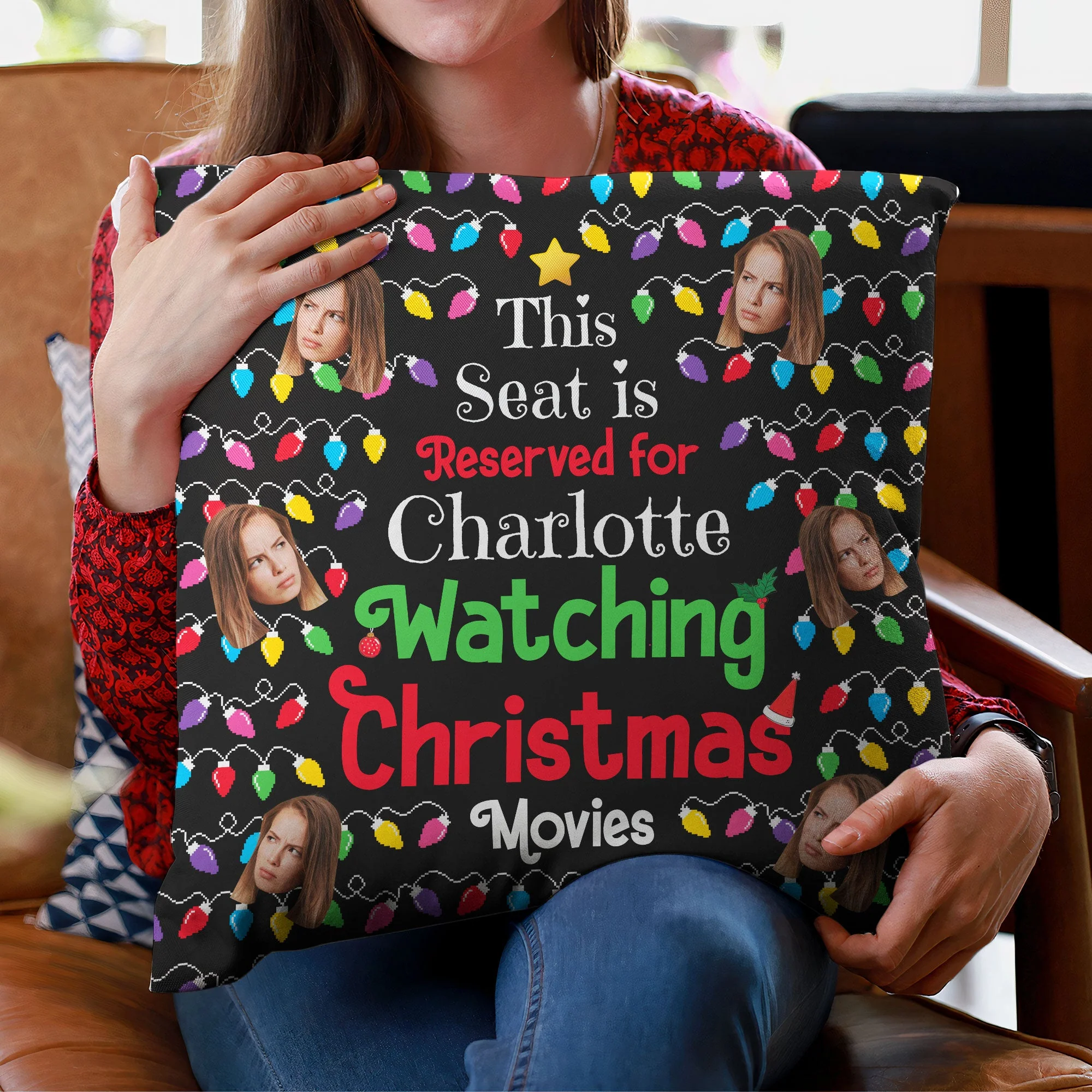 Seat Reserved For Christmas Movies - Personalized Photo Pillow (Insert Included) - Image 5