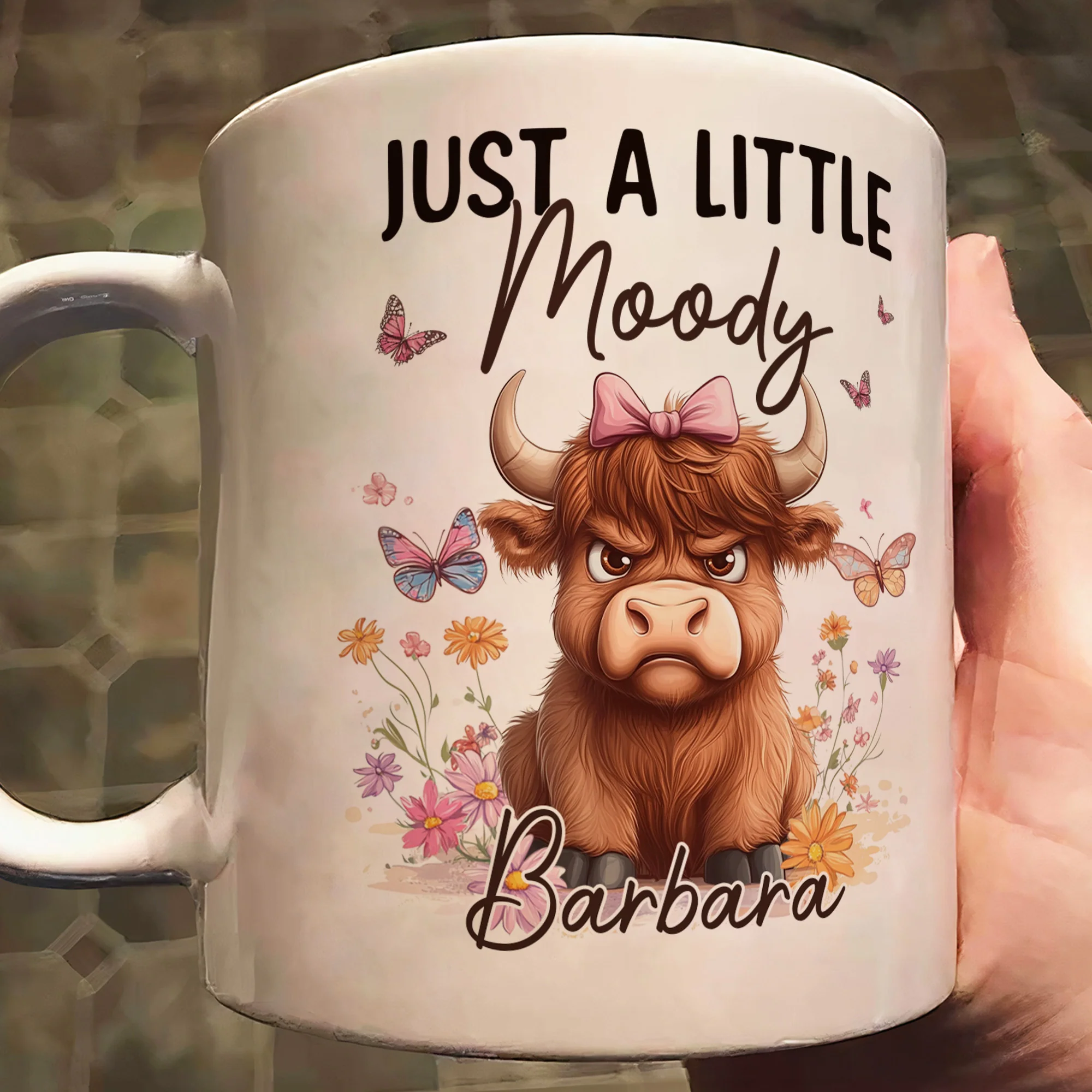 Self Gift Funny Highland Cow Just A Little Moody - Personalized Mug - Image 2