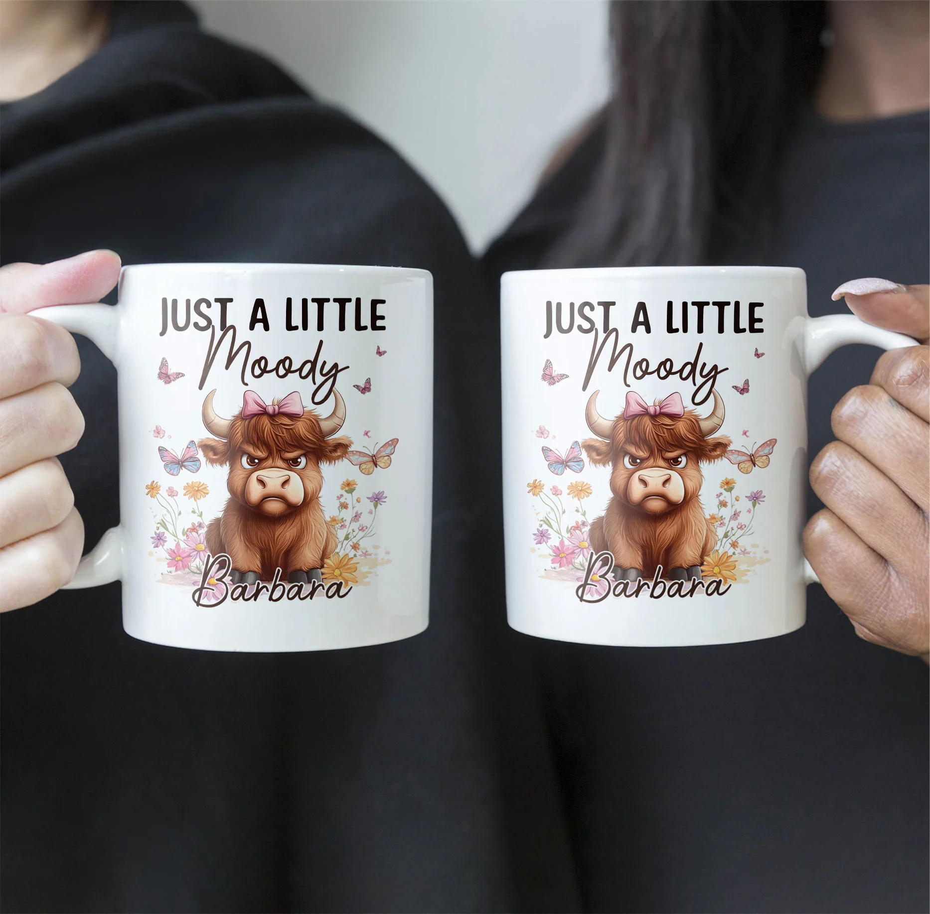 Self Gift Funny Highland Cow Just A Little Moody - Personalized Mug - Image 3