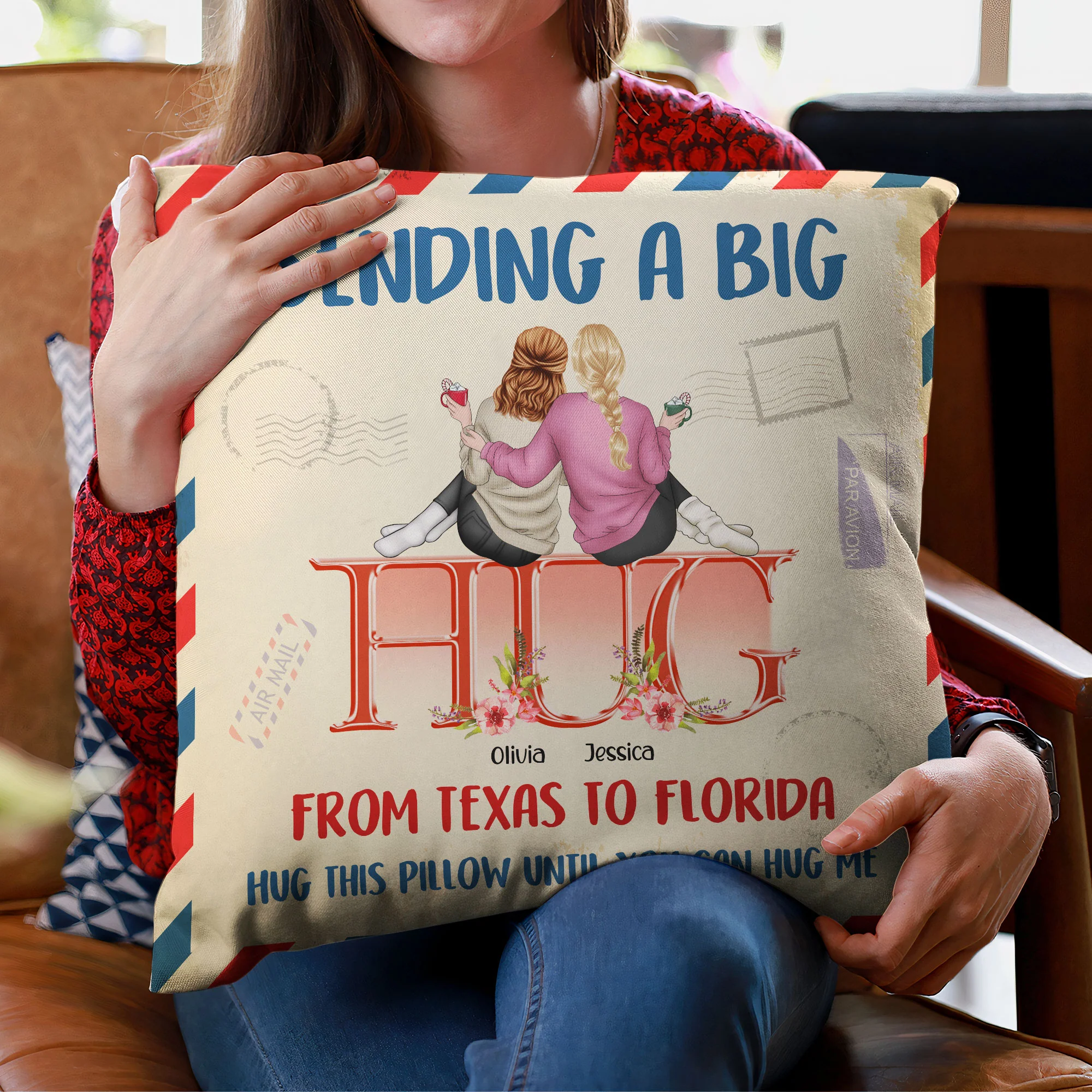 Sending A Big Hug - Personalized Pillow (Insert Included) - Image 4