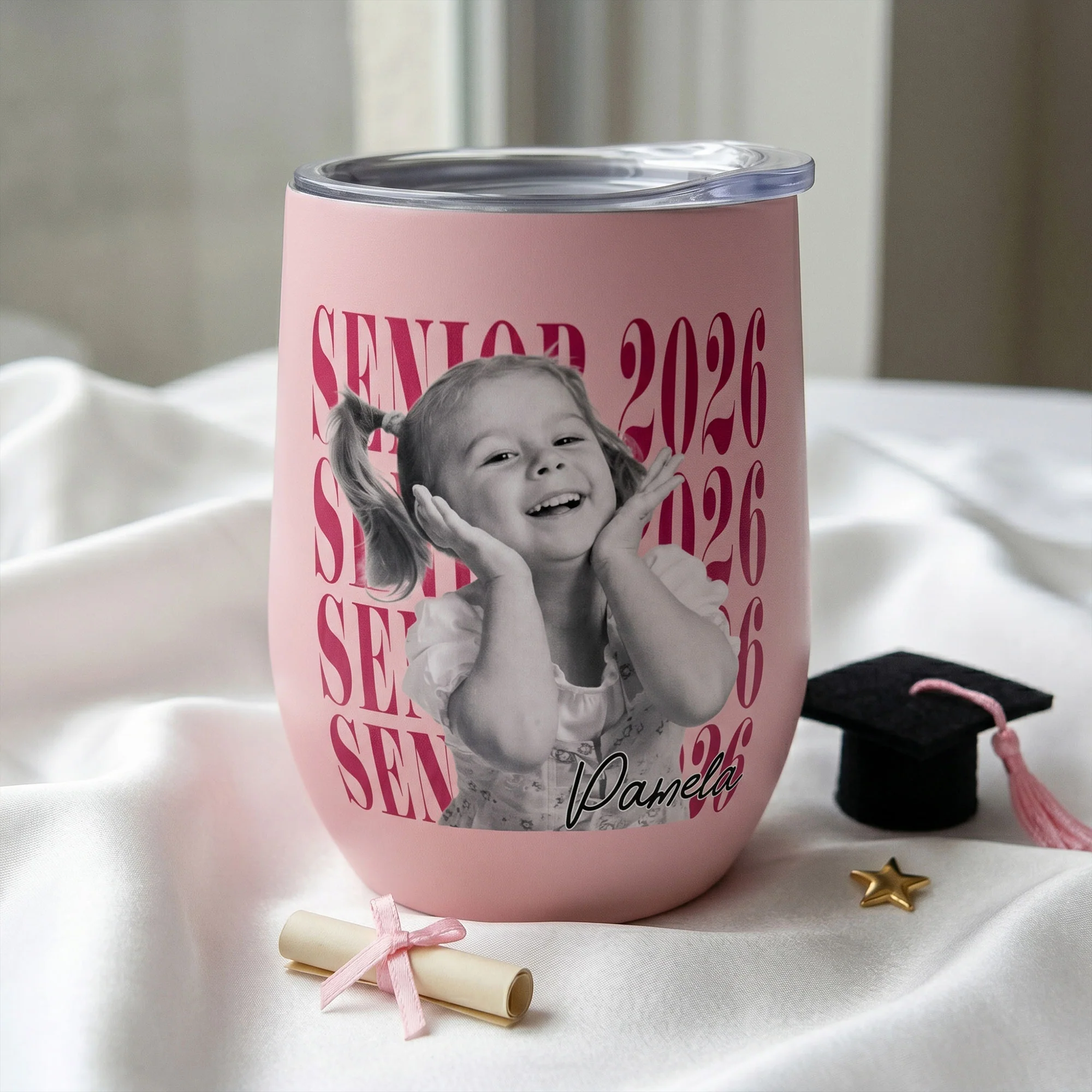Senior Custom Vintage Photo - Personalized Wine Tumbler - Image 4