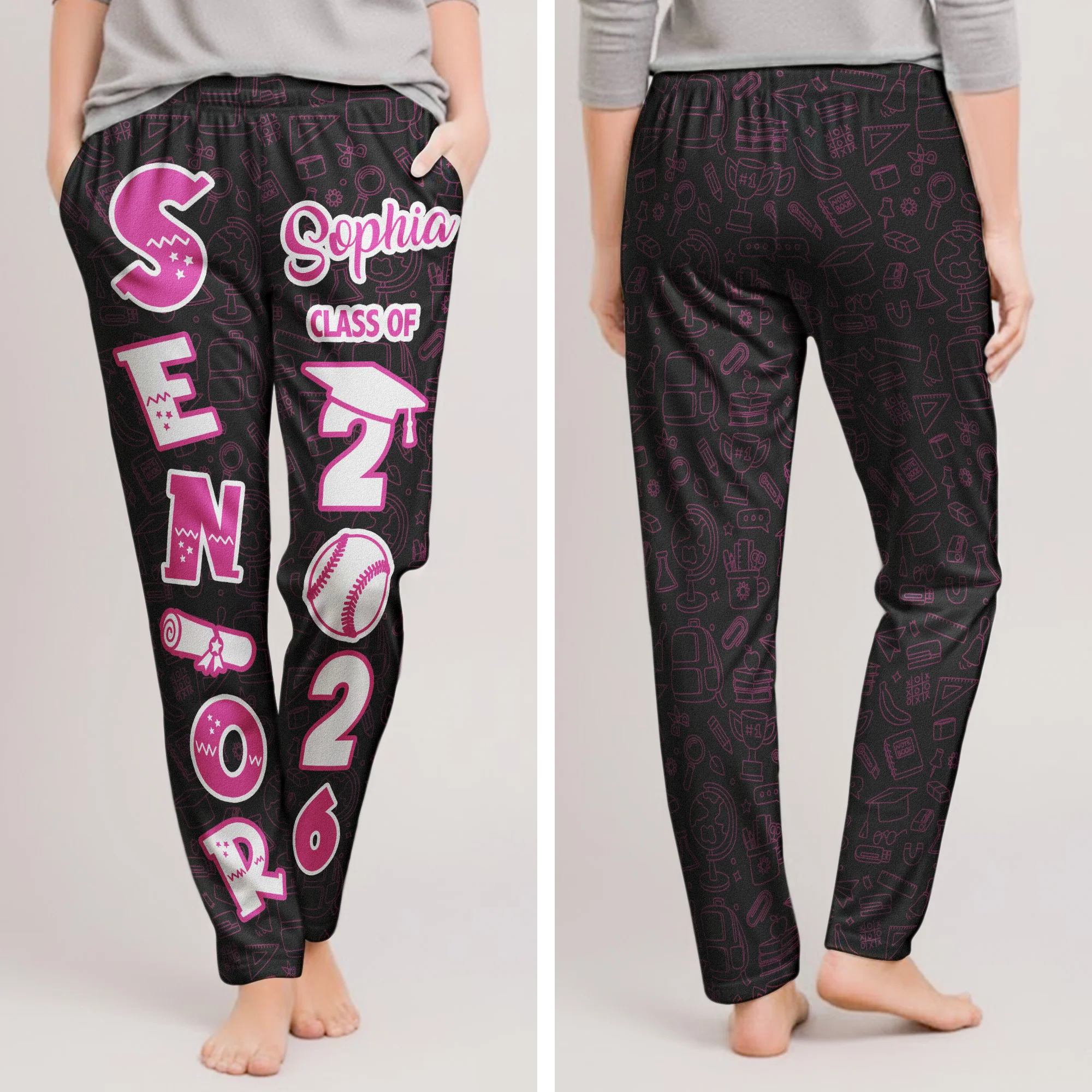 Senior High School, College - Personalized Sweatpants, Lounge Pants With Pockets - Image 3