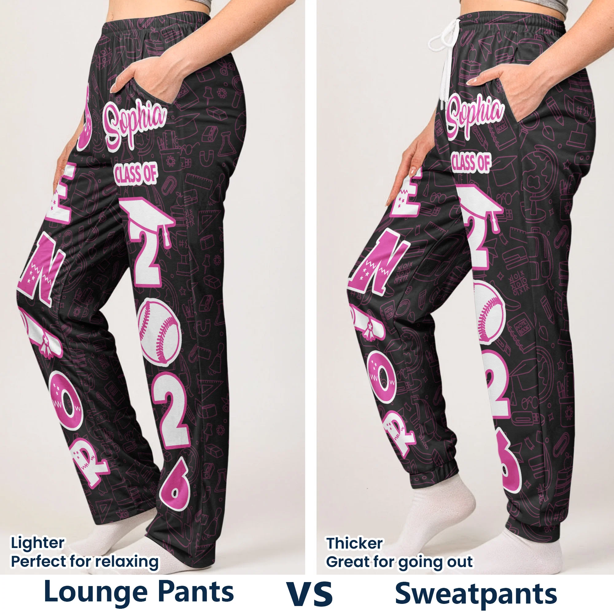 Senior High School, College - Personalized Sweatpants, Lounge Pants With Pockets - Image 5