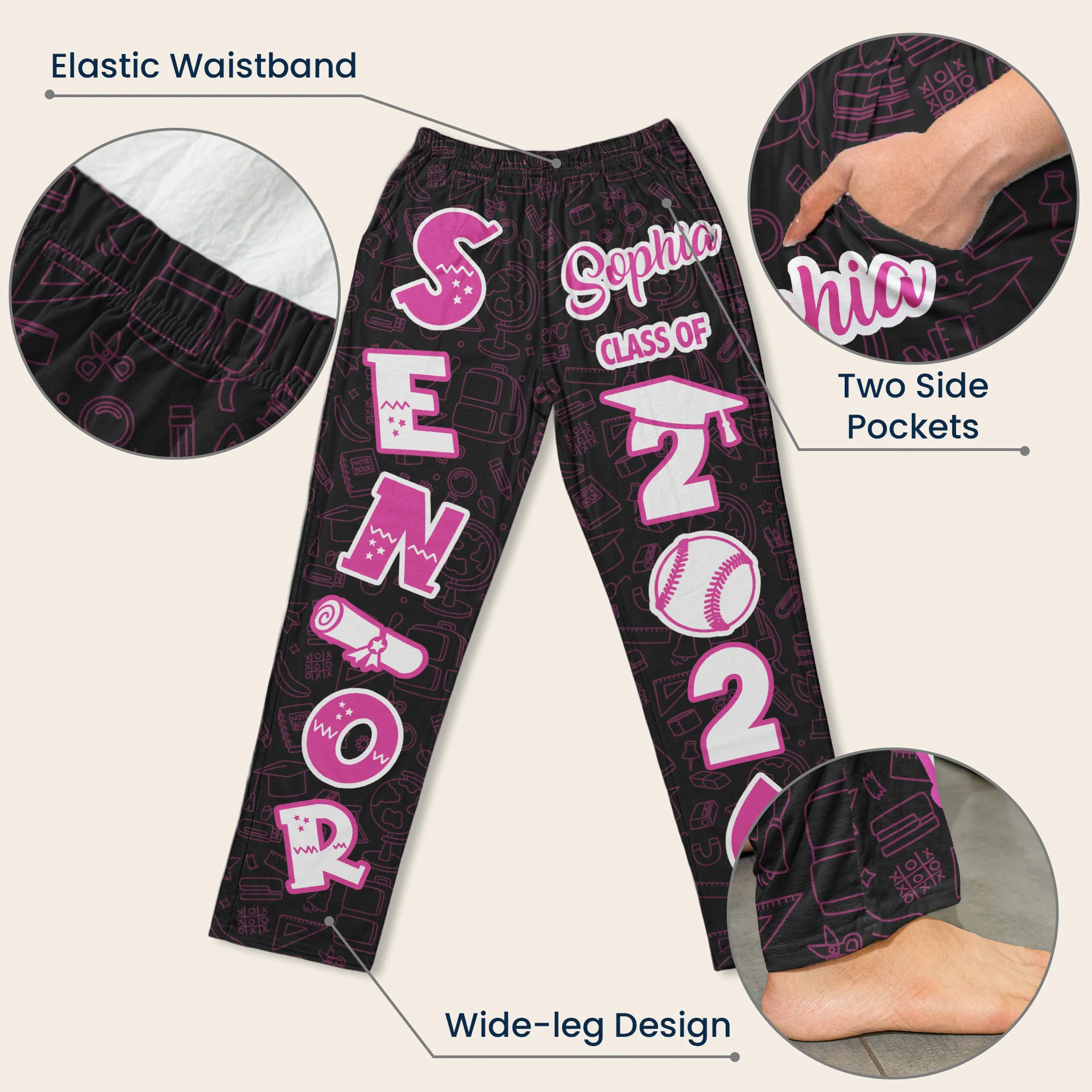 Senior High School, College - Personalized Sweatpants, Lounge Pants With Pockets - Image 8