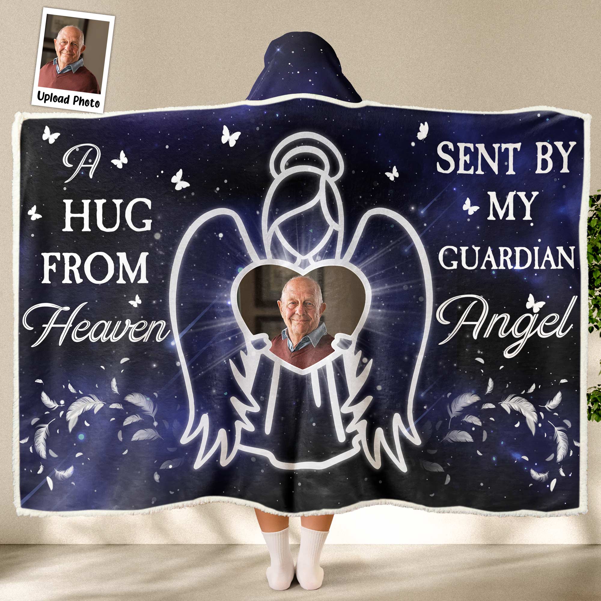 Sent By My Guardian Angel - Personalized Photo Wearable Blanket Hoodie - Image 2