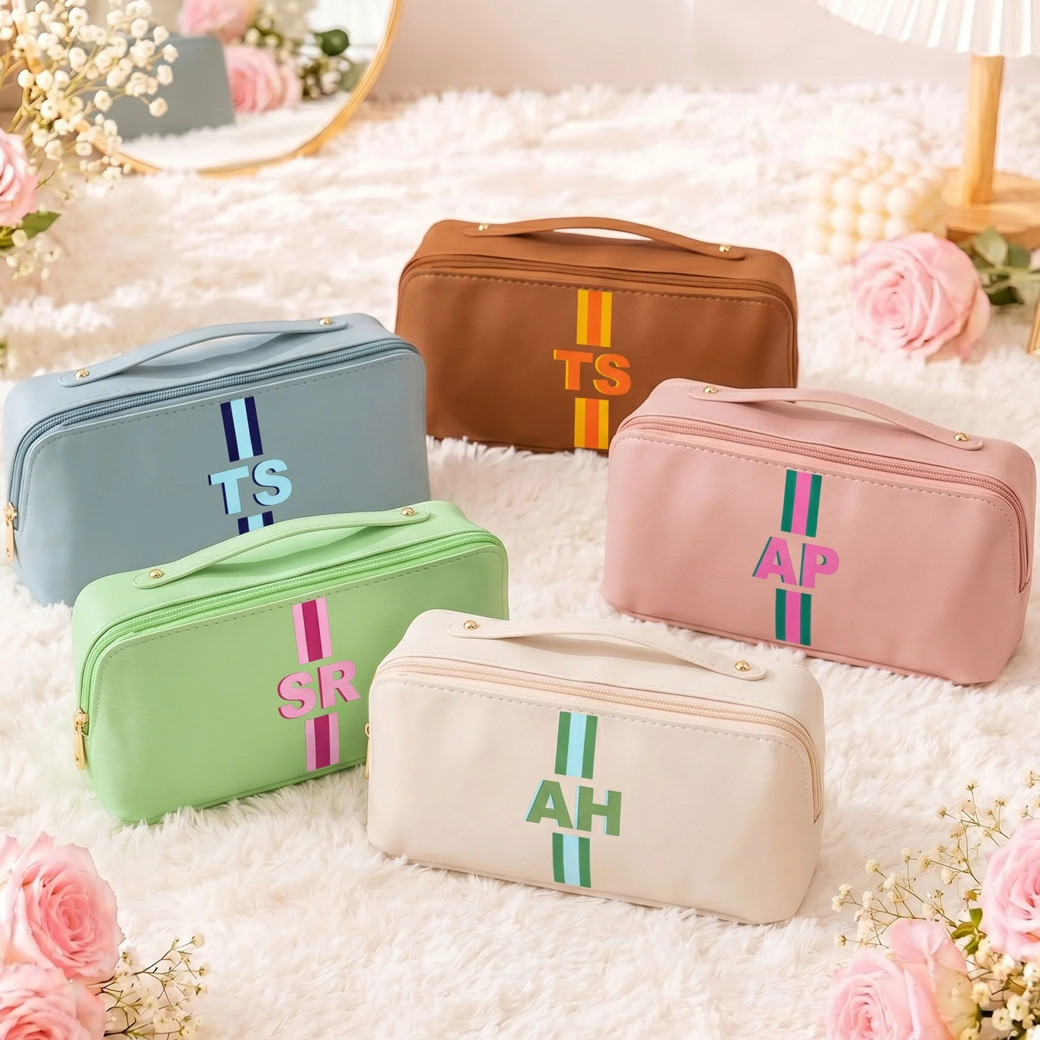 Shadow Monogram Letter Name - Personalized Makeup Bag