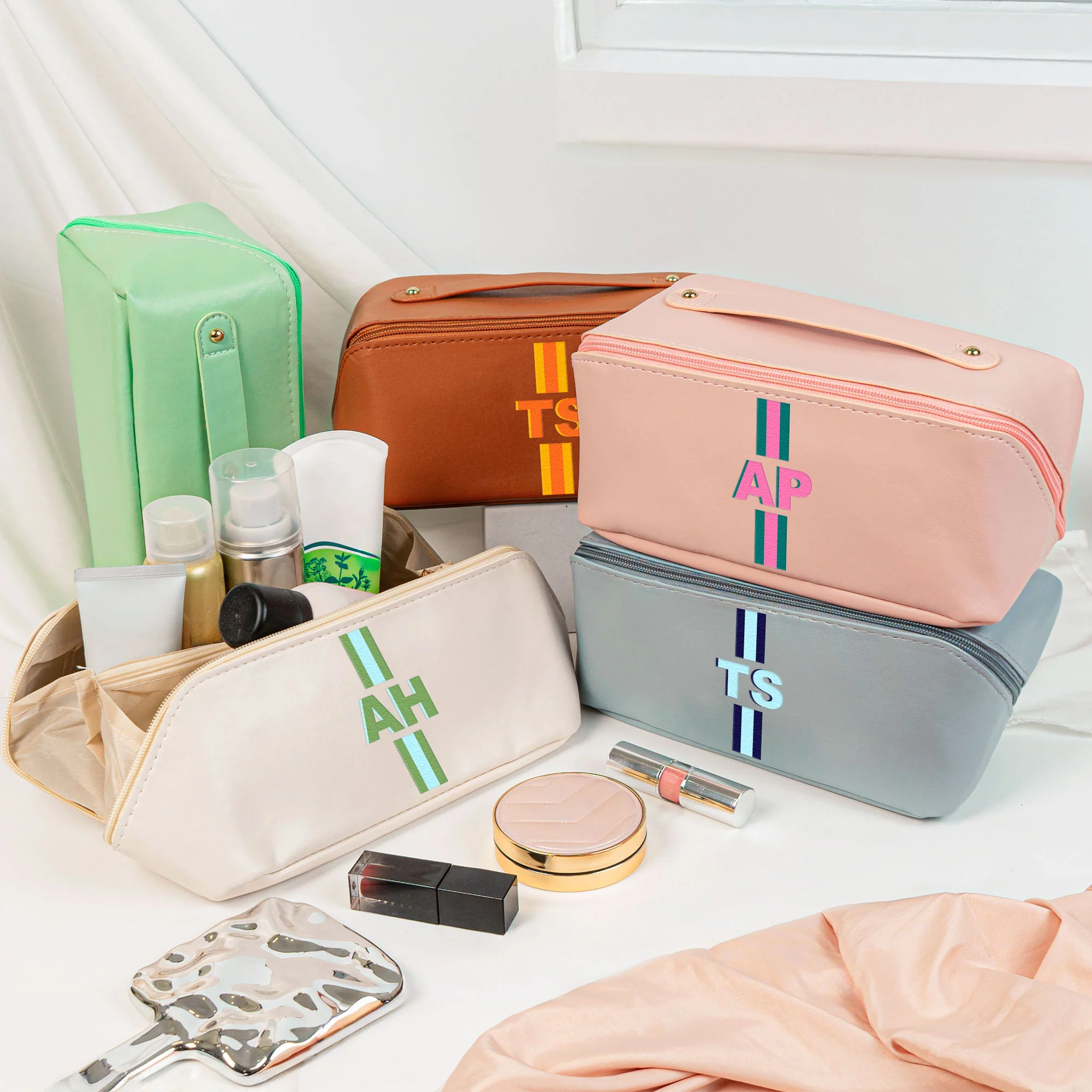 Shadow Monogram Letter Name - Personalized Makeup Bag - Image 2