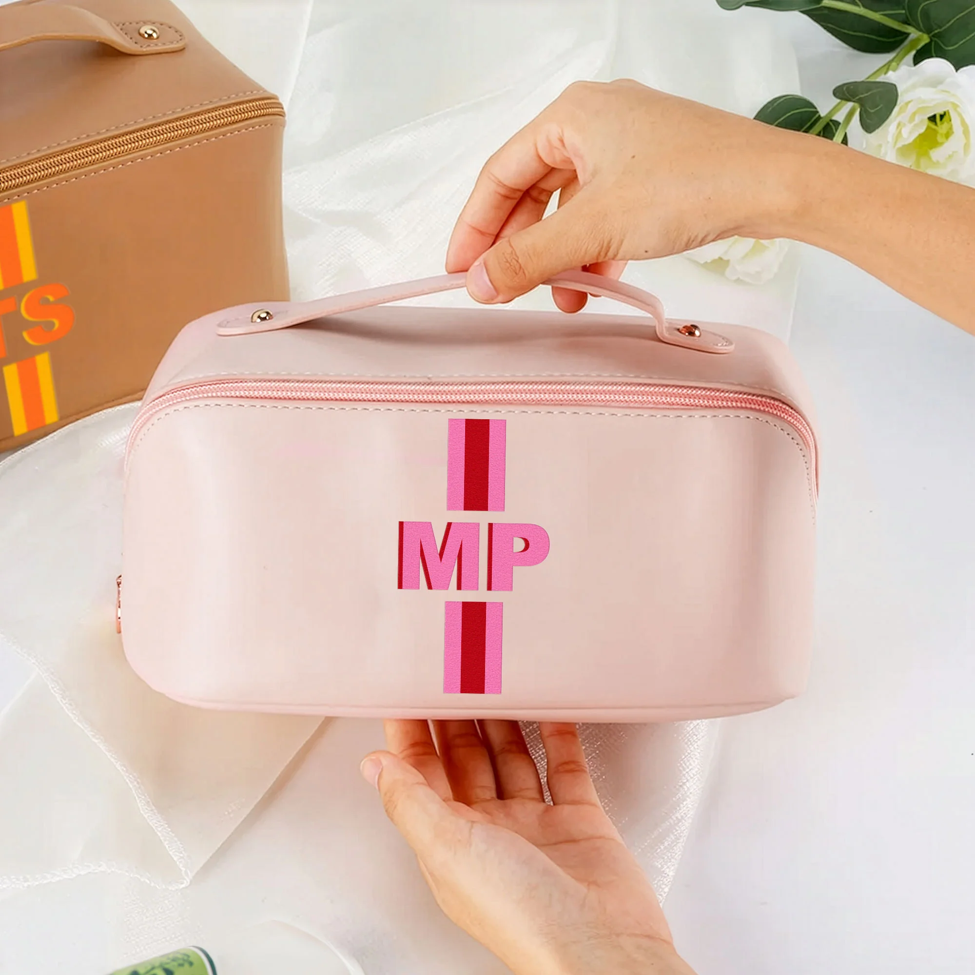 Shadow Monogram Letter Name - Personalized Makeup Bag - Image 5