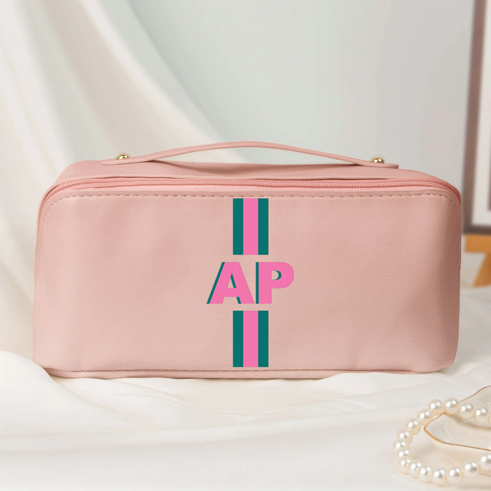 Shadow Monogram Letter Name - Personalized Makeup Bag - Image 8
