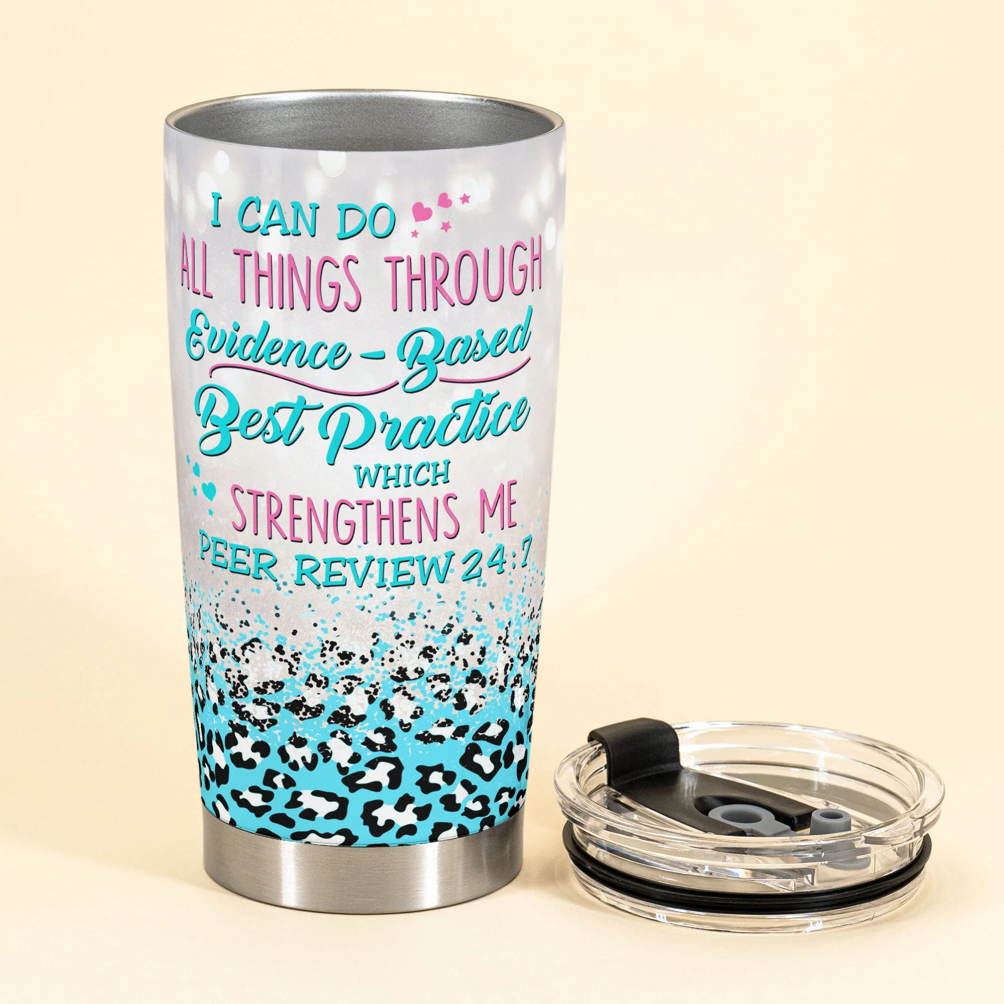 She Believed She Could - Personalized Tumbler Cup - Gift For Doctor & Nurse - Cartoon Nurse - Image 3