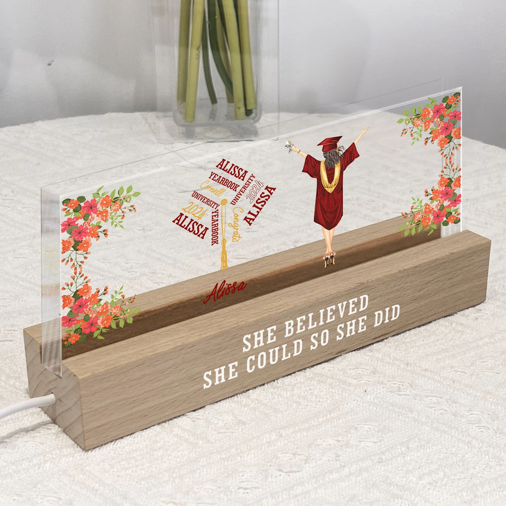 She Believed She Could So She Did - Personalized LED Night Light - Image 2