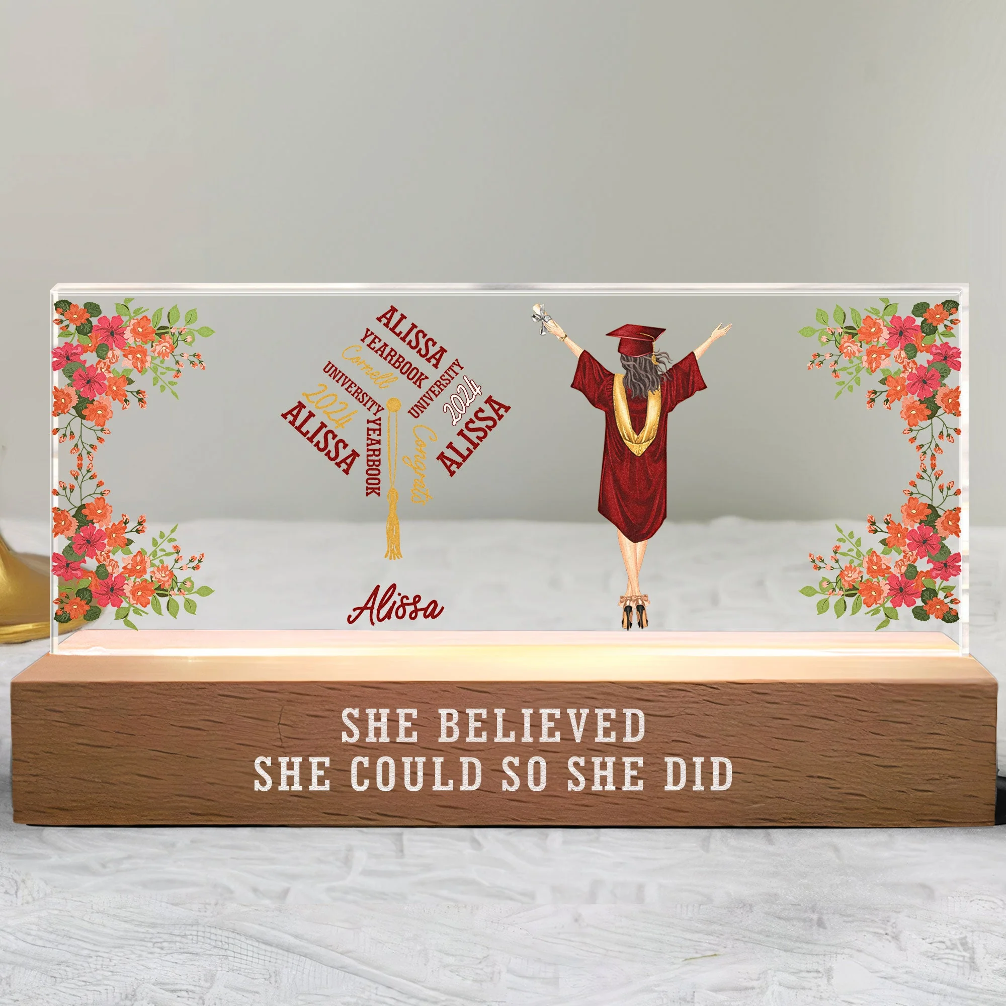 She Believed She Could So She Did - Personalized LED Night Light - Image 4