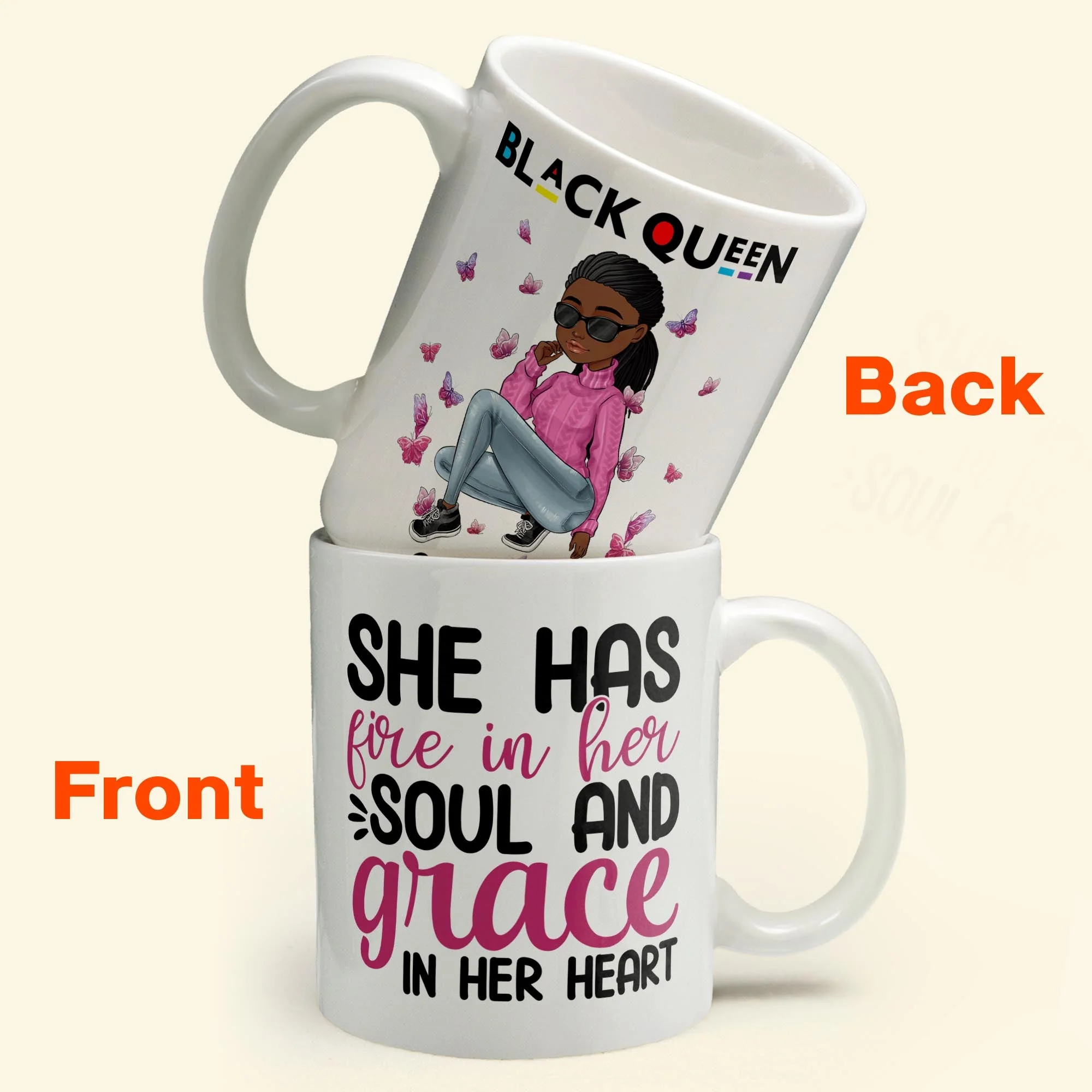 She Has Fire In Her Soul - Personalized Mug - Birthday Gift For Sista, Black Woman - Sassy Girls - Image 4