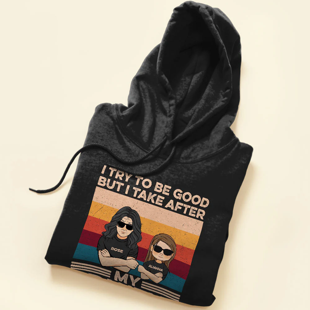She/He Tries To Be Good But She/He Takes After Her Grandma, Family Custom Shirt, Gift For Grandma Grandson Granddaughter - Image 5
