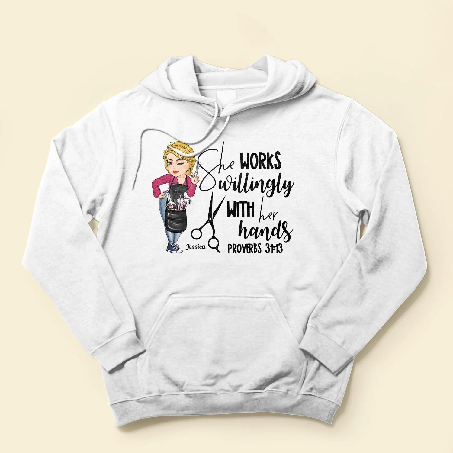 She Works Willingly With Her Hands - Personalized Shirt - Birthday Gift For Hairstylist - Image 4