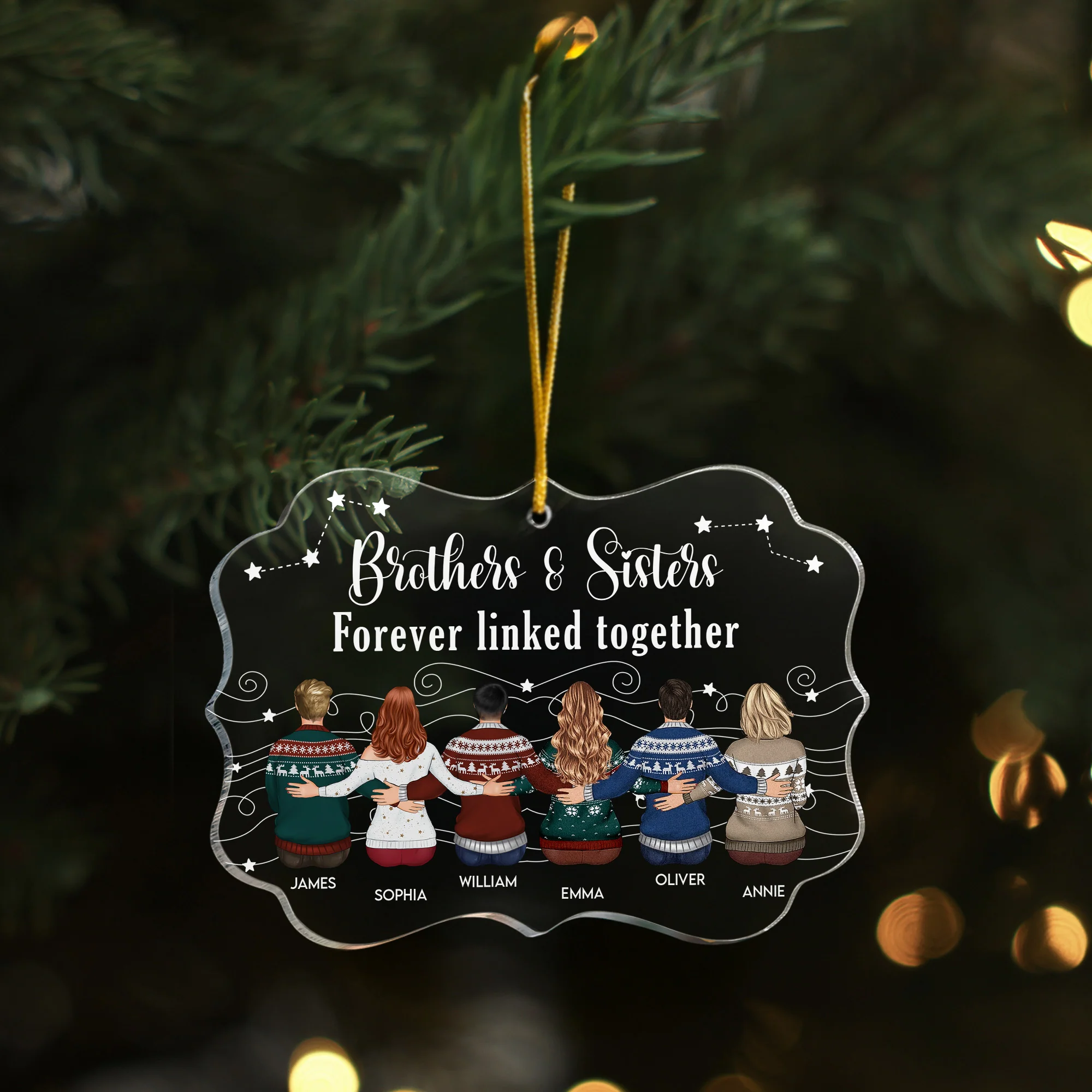 Siblings Are Like Stars You Know They’re Always There - Personalized Acrylic Ornament - Image 2